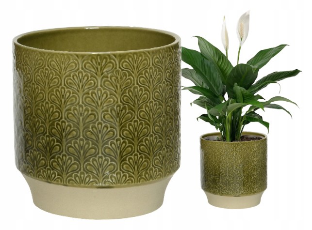 OSŁONKA CERAMICZNA ZIELONA STYLOWA 13X13CM WYTRZYMAŁA