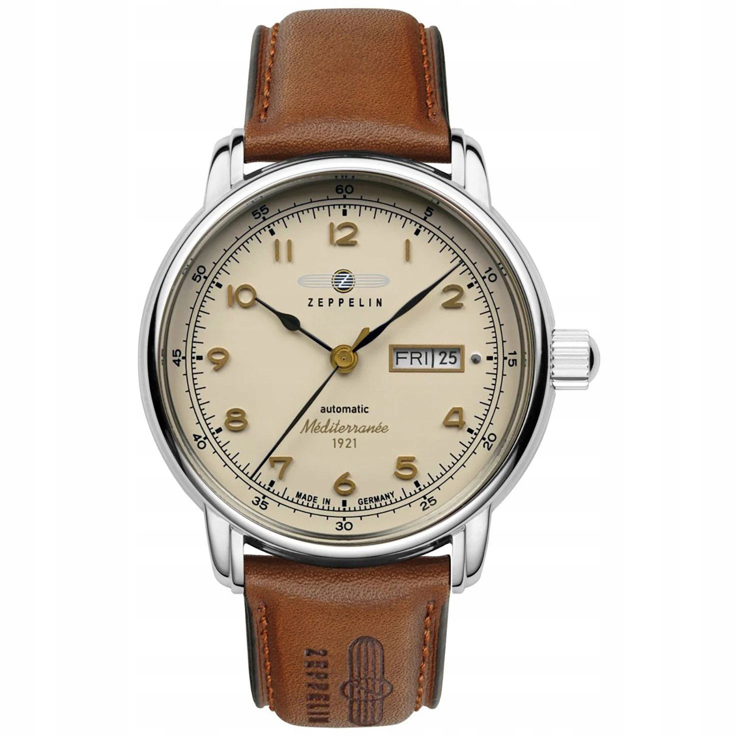 Pánské Hodinky Zeppelin 96645 s hnědým řemínkem