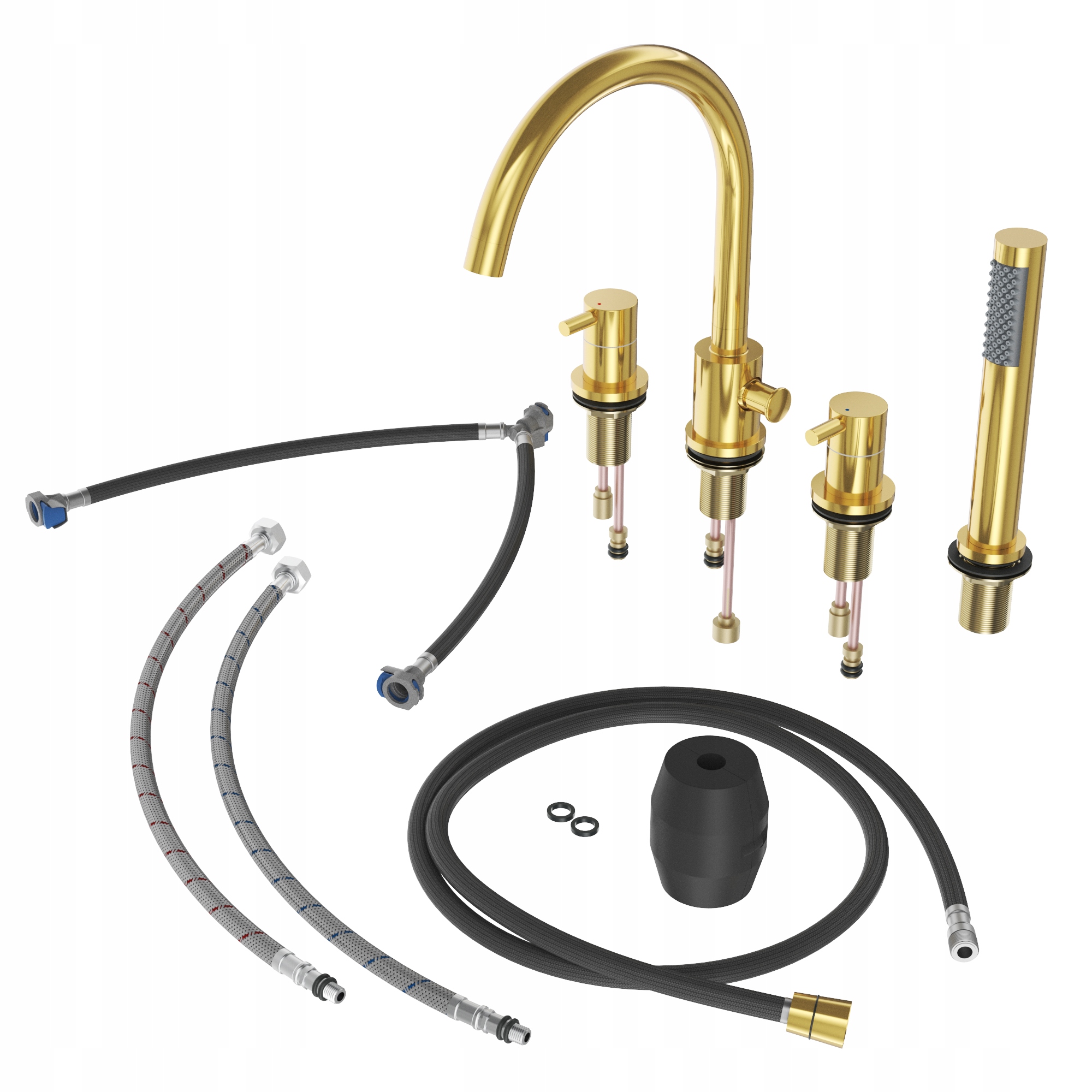 Vanová Stojánková Baterie 4-OTVOROVÁ Zlatá Kivo Vanová Baterie Do Koupelny