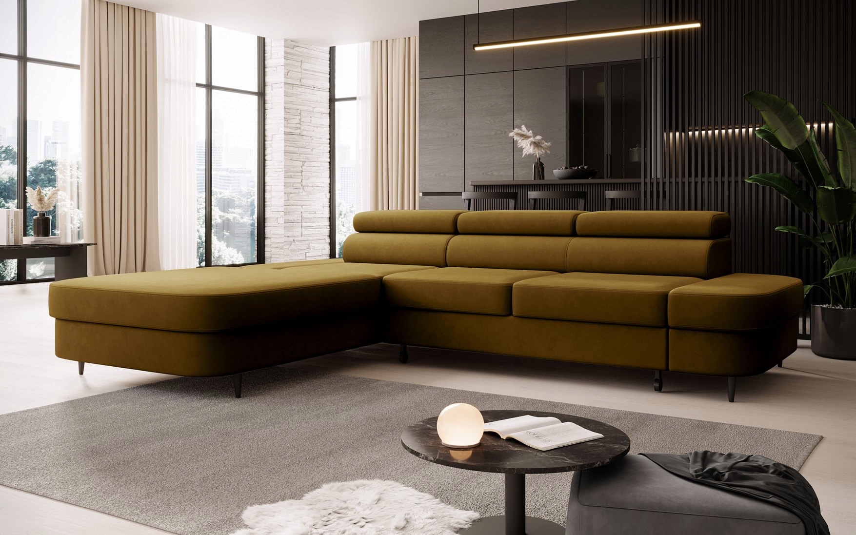 Rohová Sedací Souprava Jazz Funkce spaní Nastavitelné opěrky hlavy