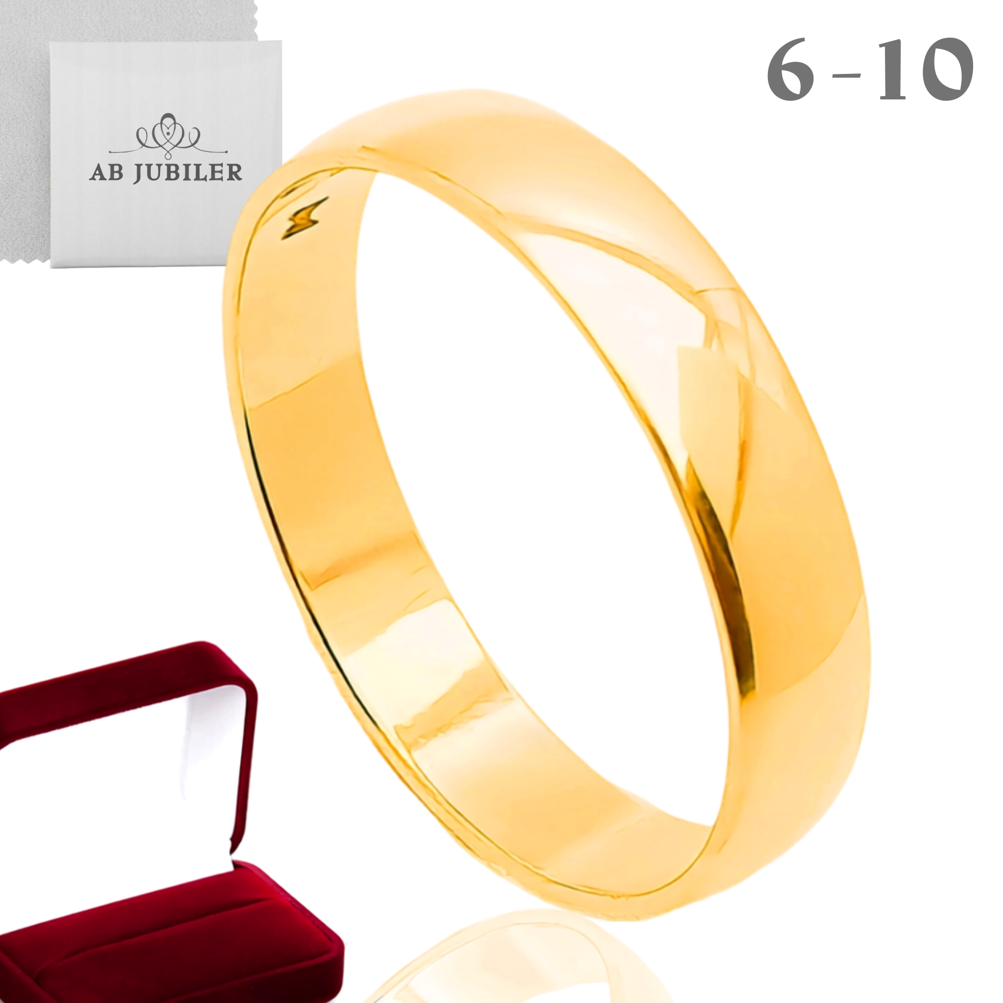 Złota Obrączka Półokrągła Solidna 4mm Bezszwowa Rozmiar Od 6 Do 10 Od Ręki
