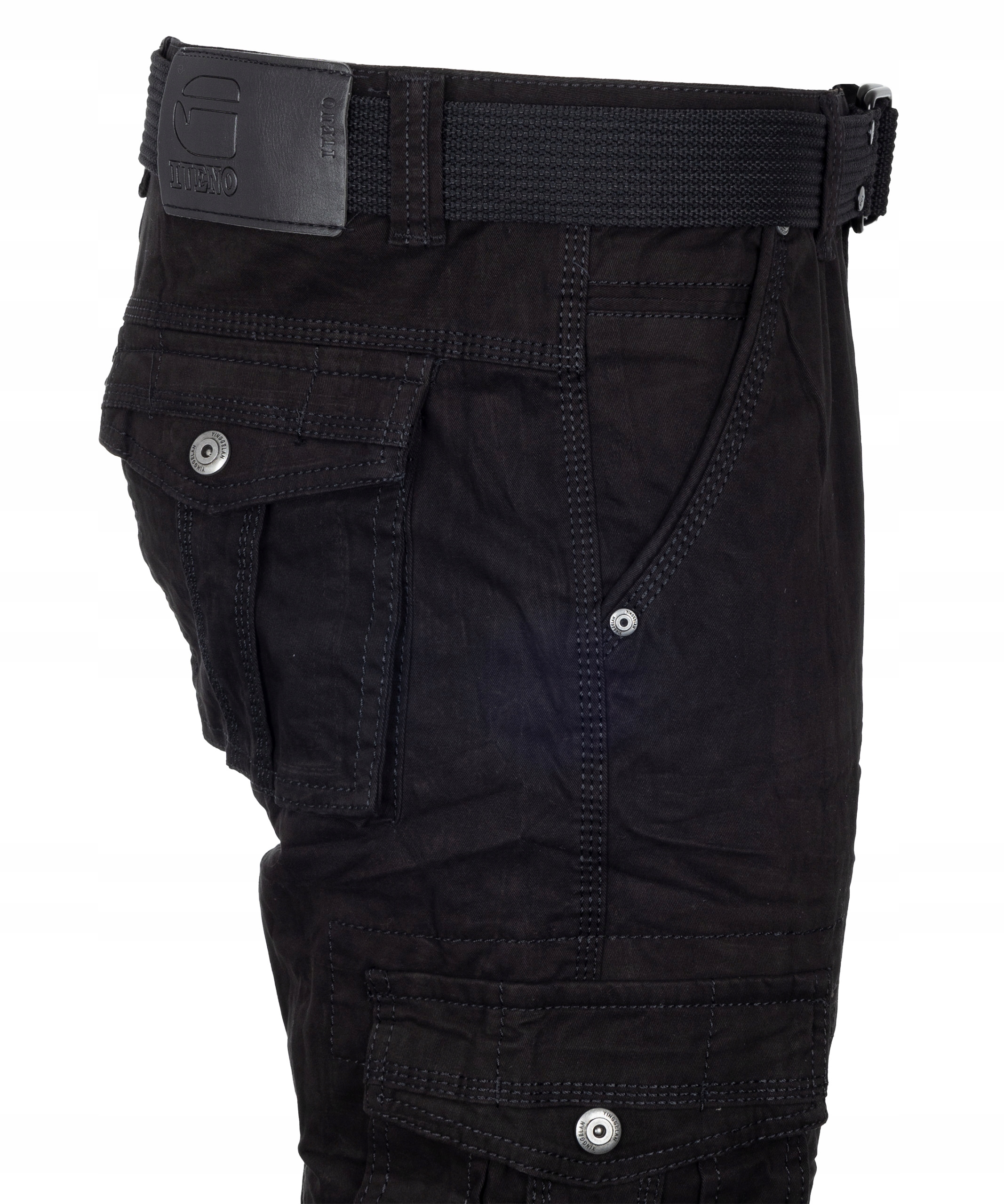 Pánské látkové kalhoty Kapsáče Černé Rovné nohavice W33 Pas 86-88 cm