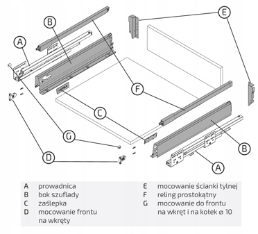 HAFELE MATRIX SZUFLADA WYSOKA L-199 BIAŁA 450 DO KUCHNI Marka Hafele