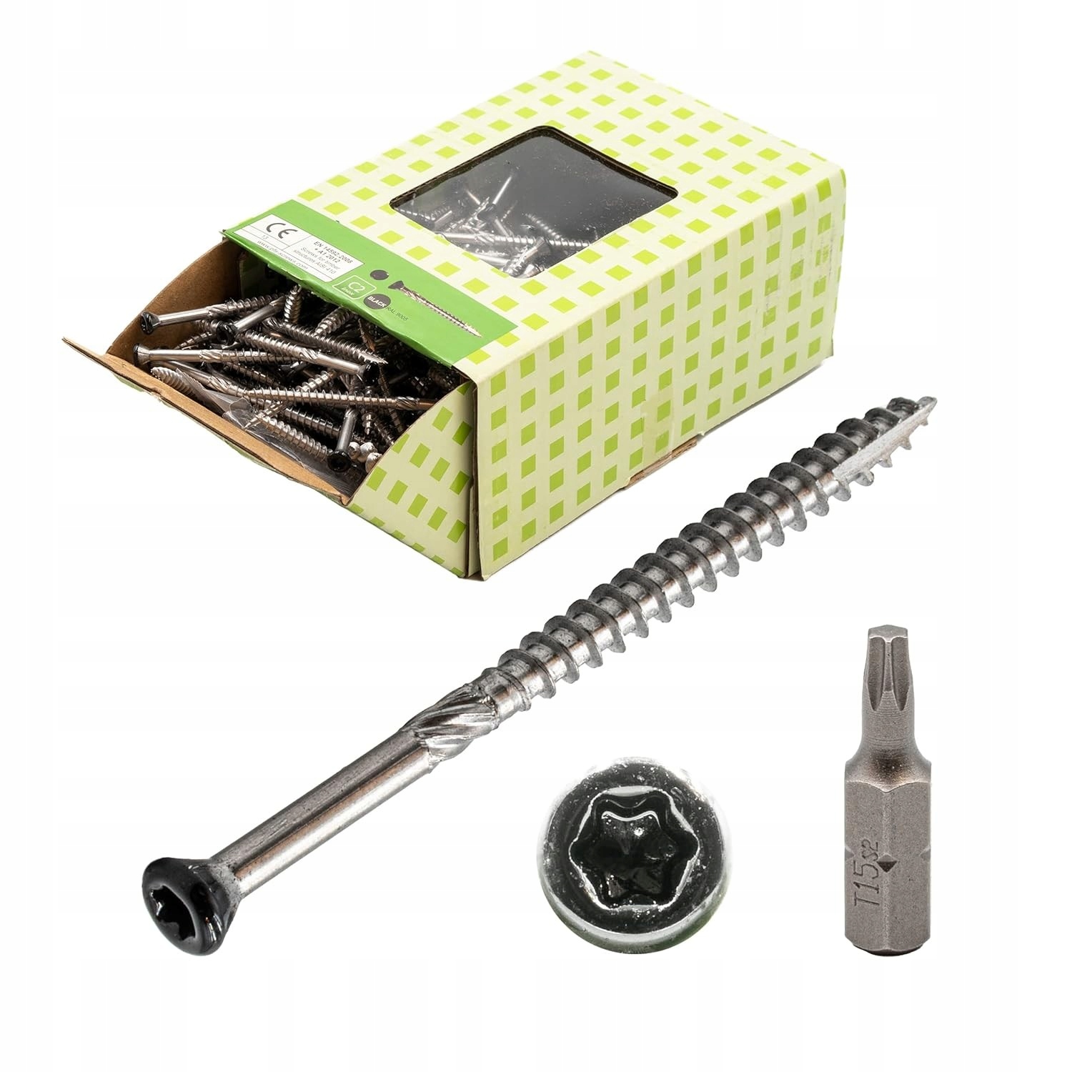 Wkręty tarasowe/fasadowe 5x60mm Czarny łeb 200 sztuk Bit