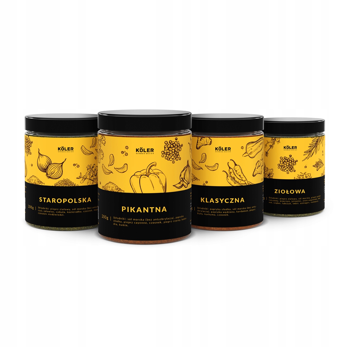 Zestaw Przypraw do Mięsa na Grilla 4x200g Marynaty do mięsa w słoiczku