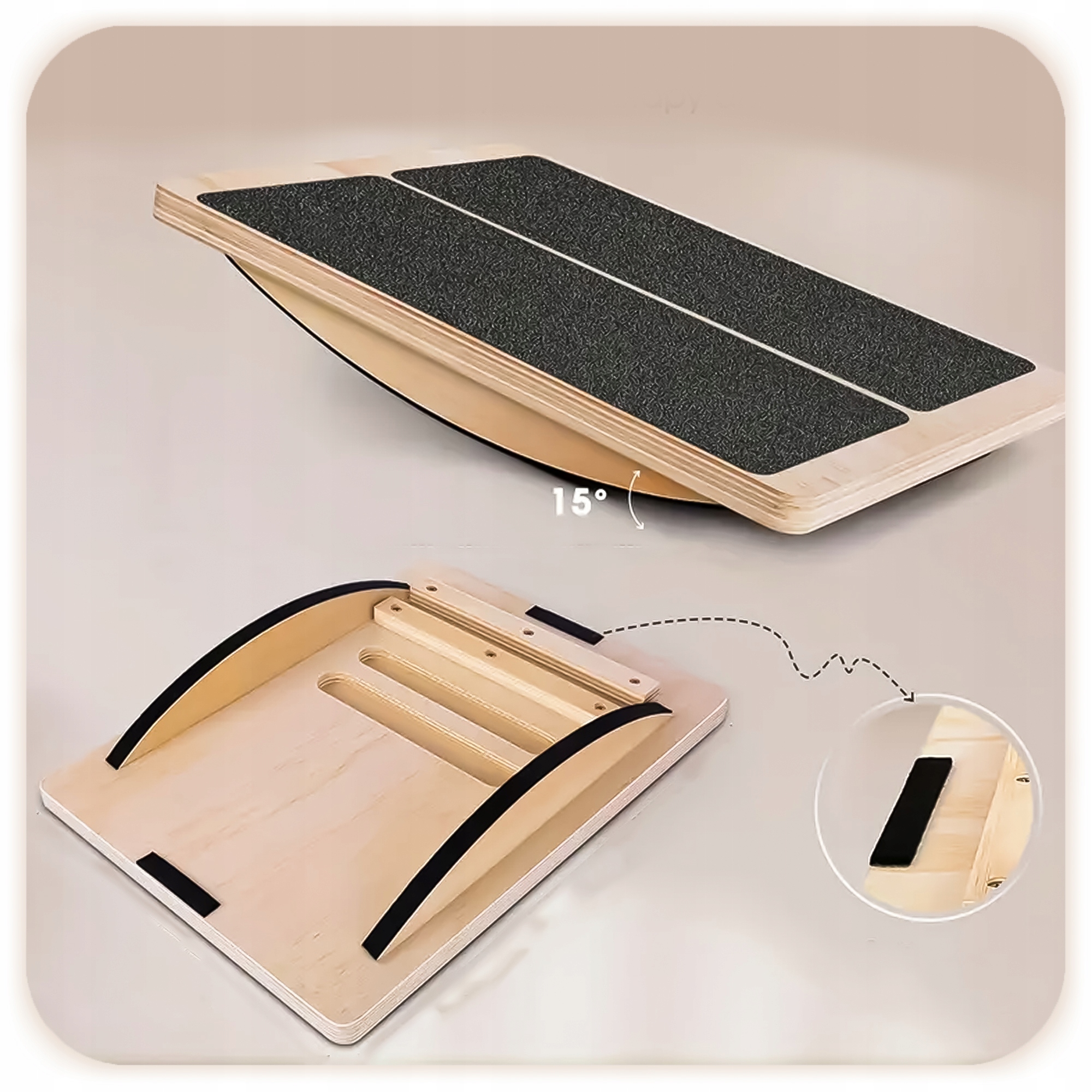 Platforma Do Rozciągania Łydek Ćwiczeń Slant Board Regulowana Drewniana