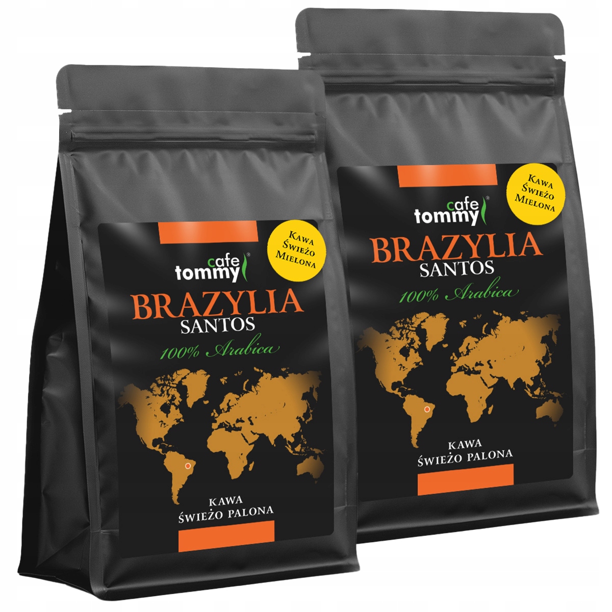 Levně Mletá káva Brazílie Santos Čerstvě pražená 100% Arabika 2x500g