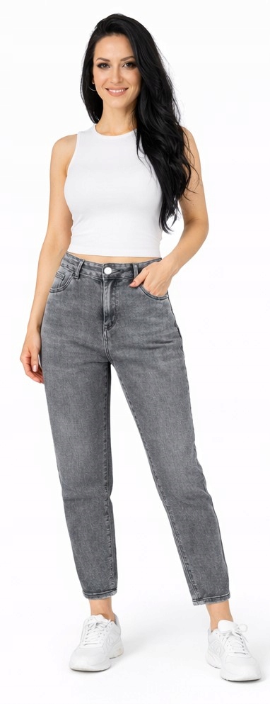Spodnie damskie jeans szare Mom Fit rozm. 44