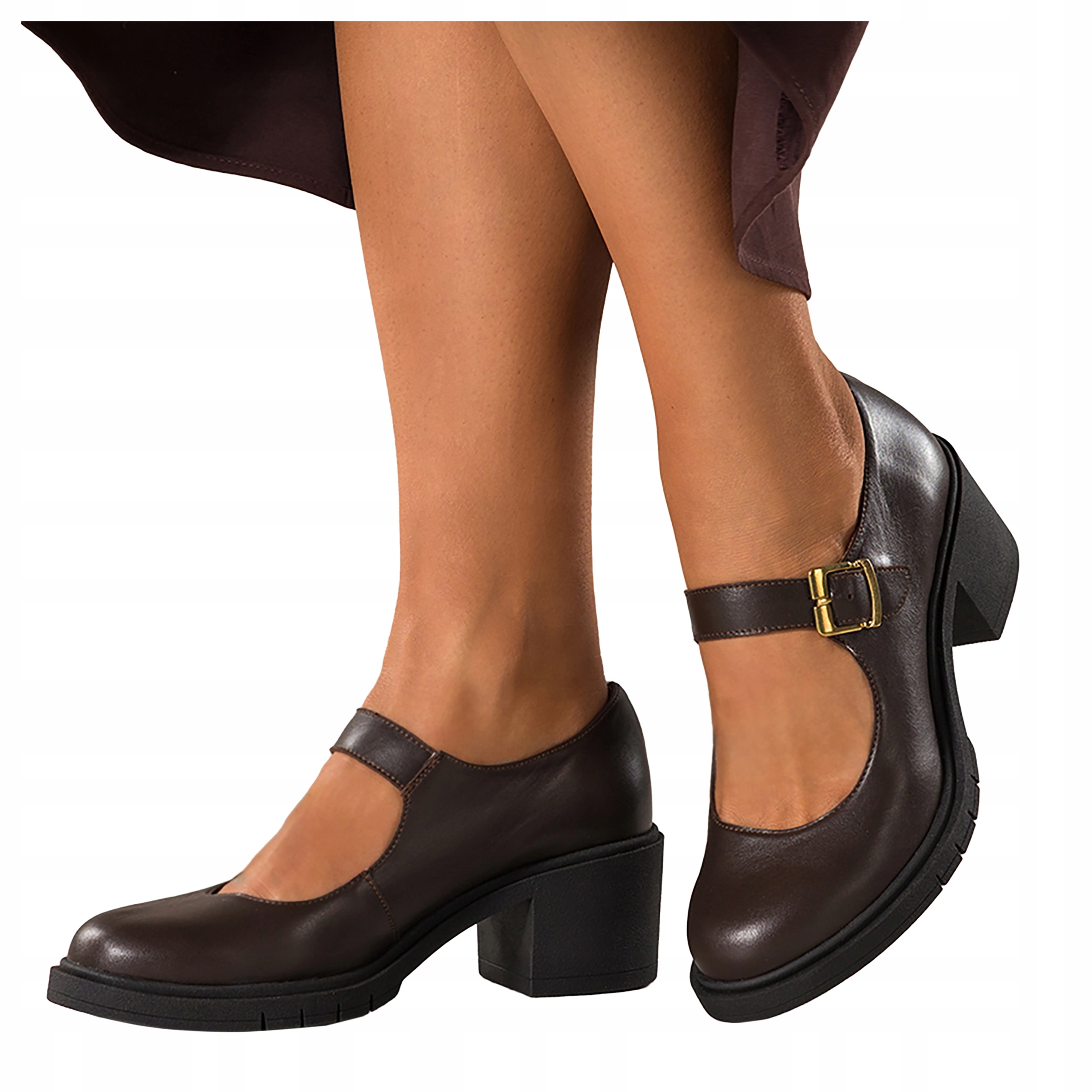 Dámské kožené lodičky Mary Jane Pásek Polský barvě, velikost 39