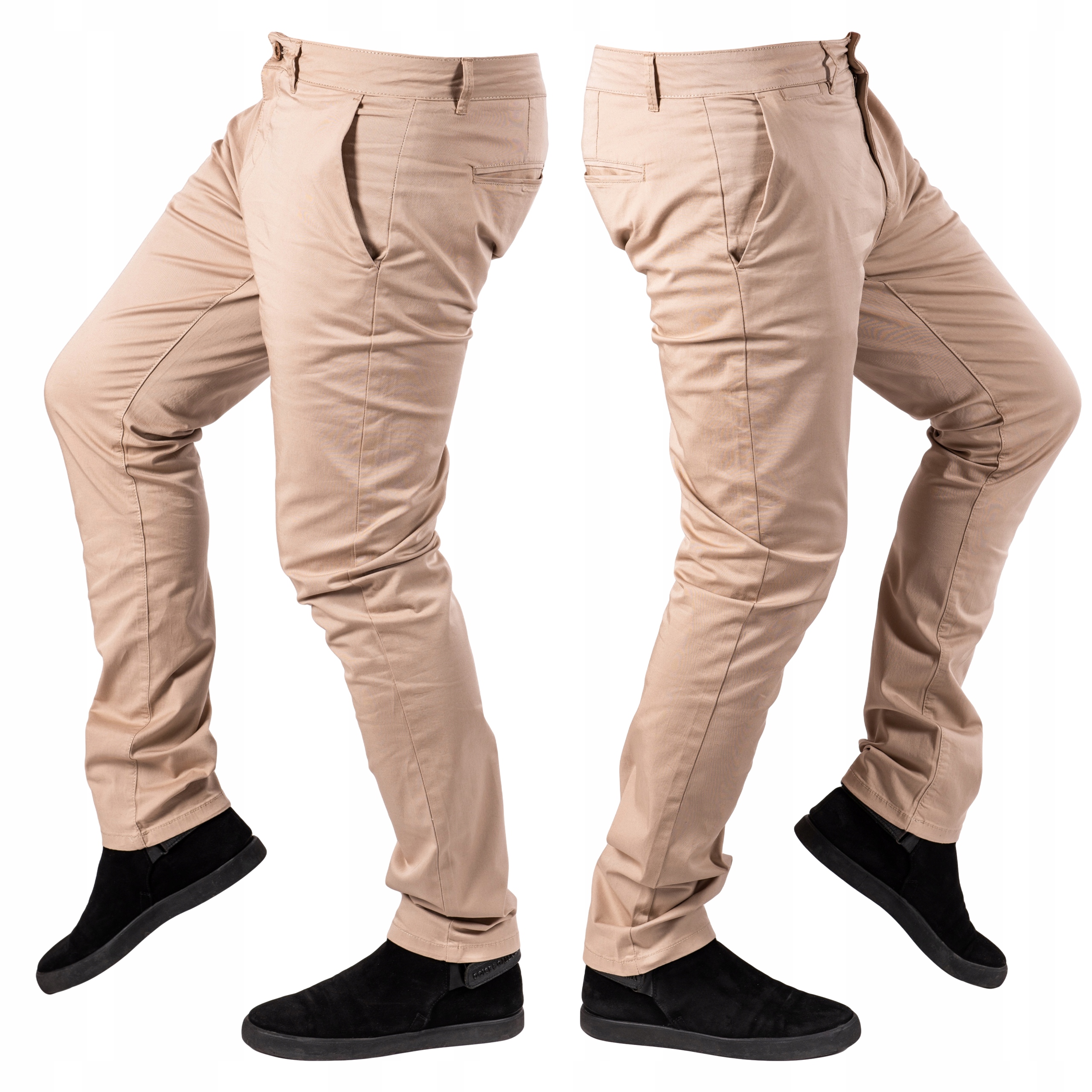 

R.32 Pas 80cm beżowe zwężane Chinosy slim Alarico