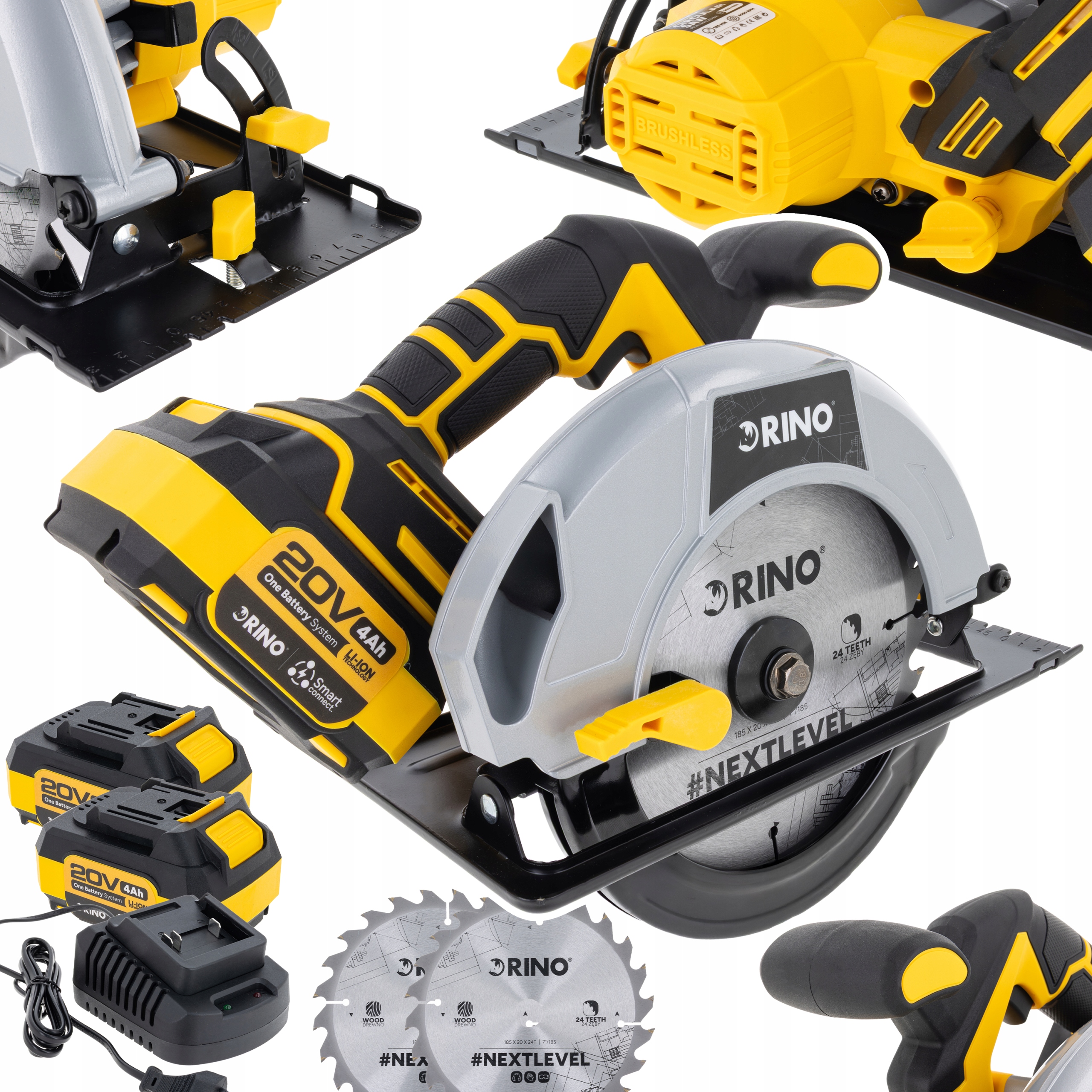 Pilarka Tarczowa Akumulatorowa Piła Ręczna 185MM 20V 2XBATERIE 4AH 2XTARCZA