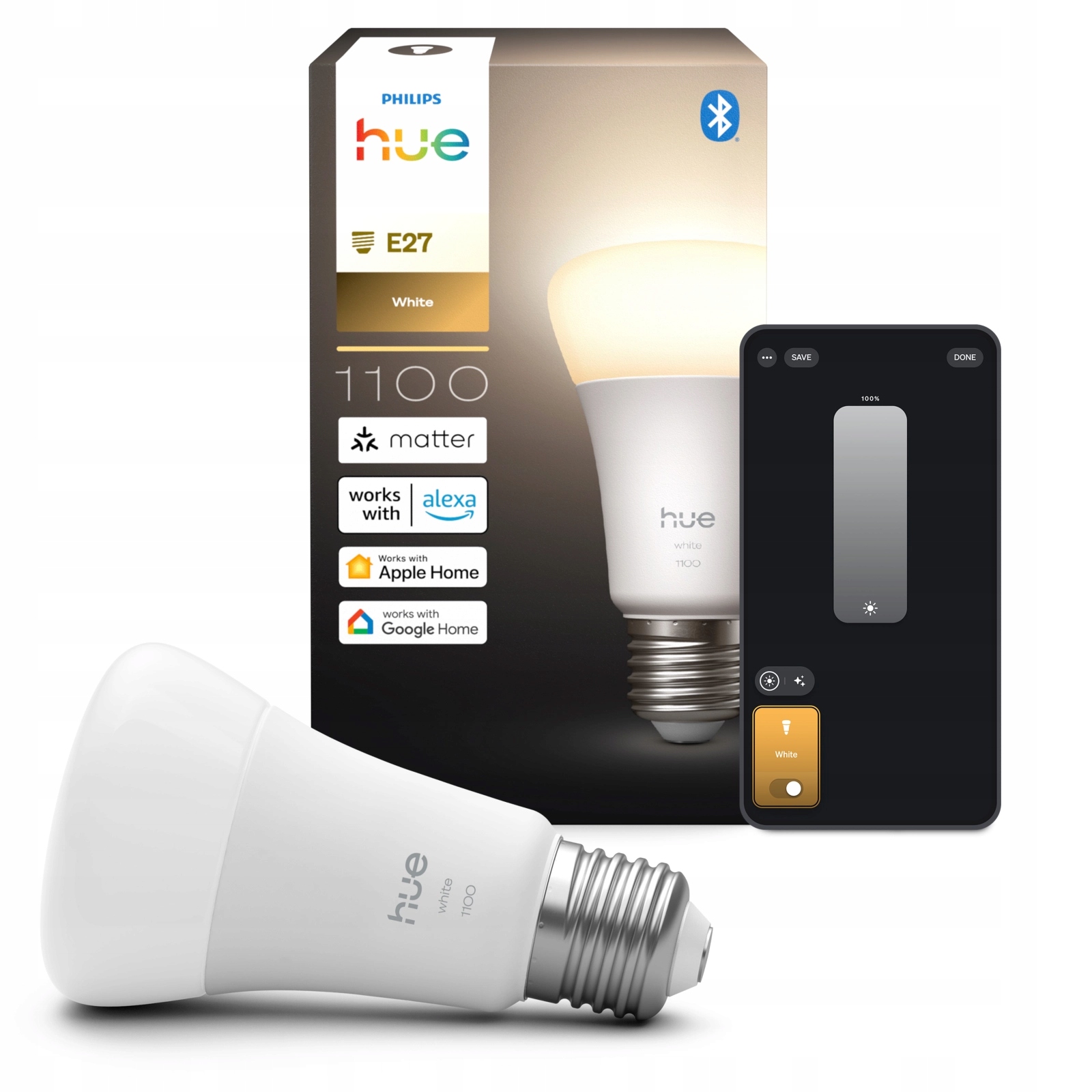 Led žárovka E27 A60 9,5W 1100lm 2700K Smart Inteligentní White Philips Hue