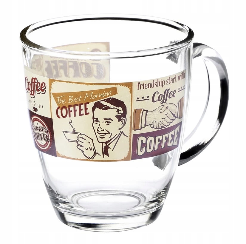 

Kubek szklanka z uchem Kawa 300 ml napisy coffee