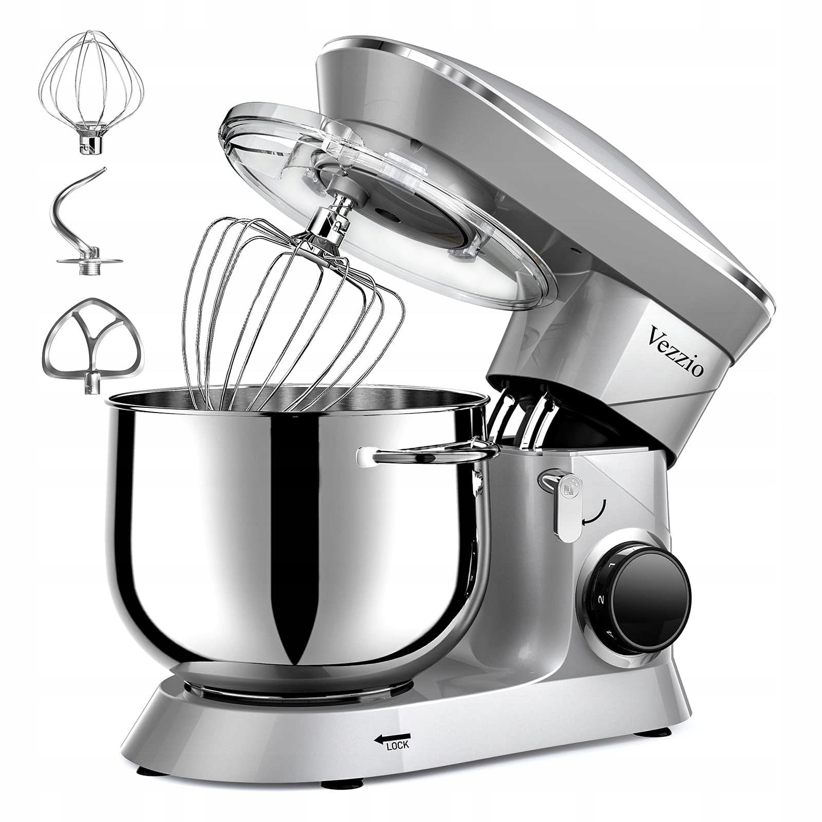 VEZZIO Robot Kuchenny 1500W Cichy 10 Prędkości 8.5L Misa Stalowa