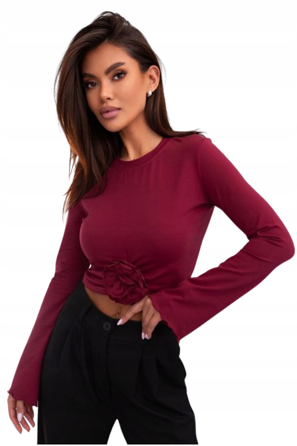 Roztomilá Bavlněná Halenka S Růží Rose Bordó Xs