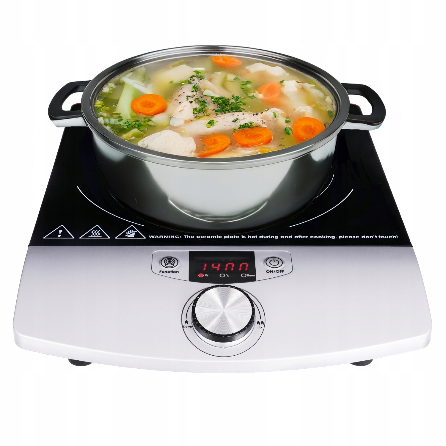 Kuchenka Indukcyjna CR 6515 2000W LCD Timer Czarno-Srebrna