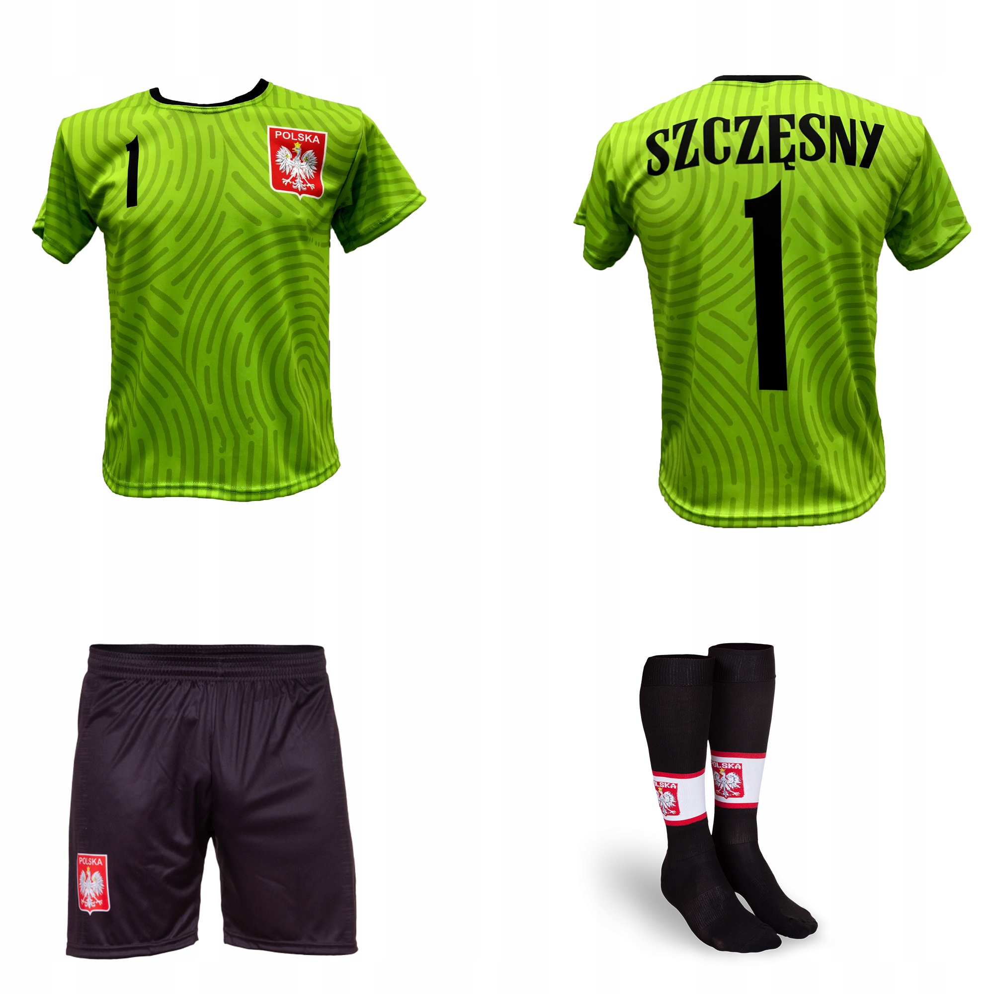 Szczęsny Polska LIM Komplet Piłkarski Strój Sportowy Getry Rozmiar 110