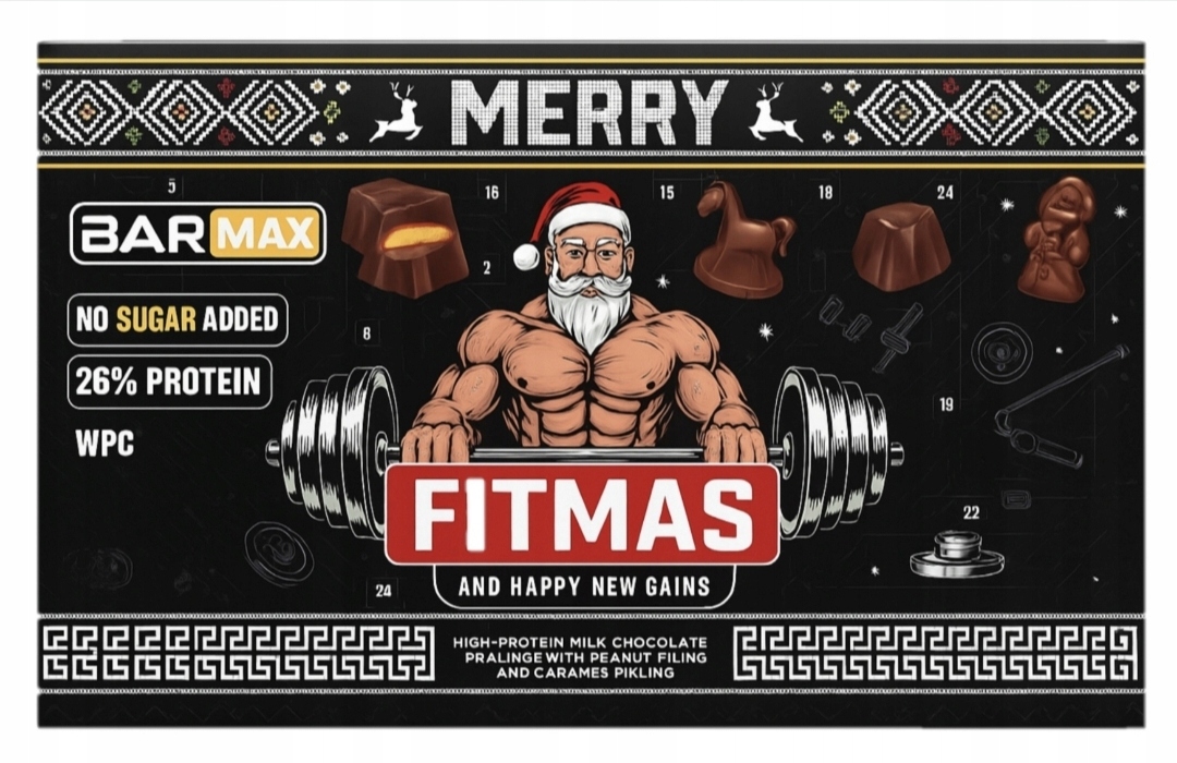 Levně Adventní Kalendář Fitmas Proteinové Čokolády Mikuláš 2025 Svátky 24 Dní