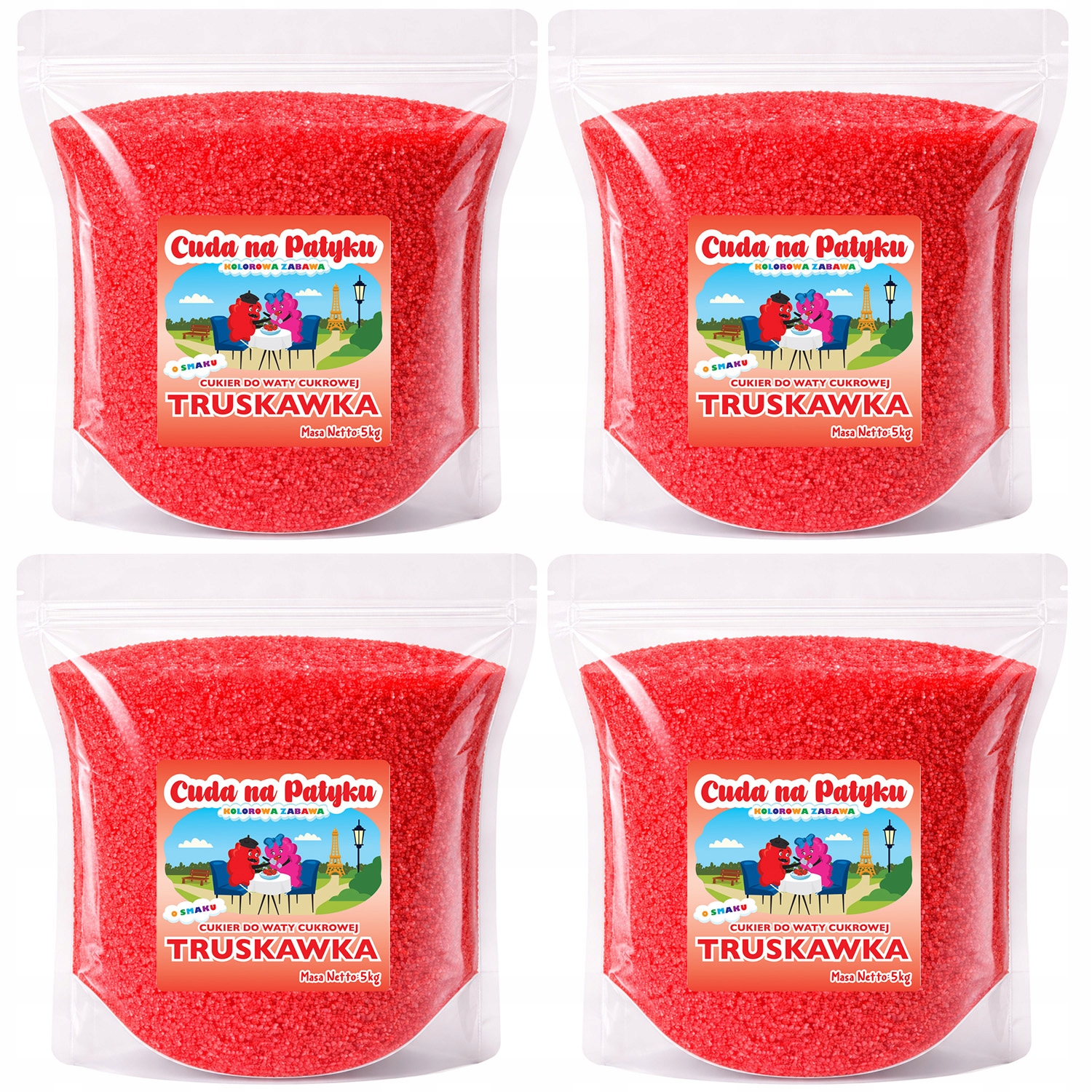 Cukr na Cukrovou Vatu Chutný jahodový 20 kg (4 x 5 kg)