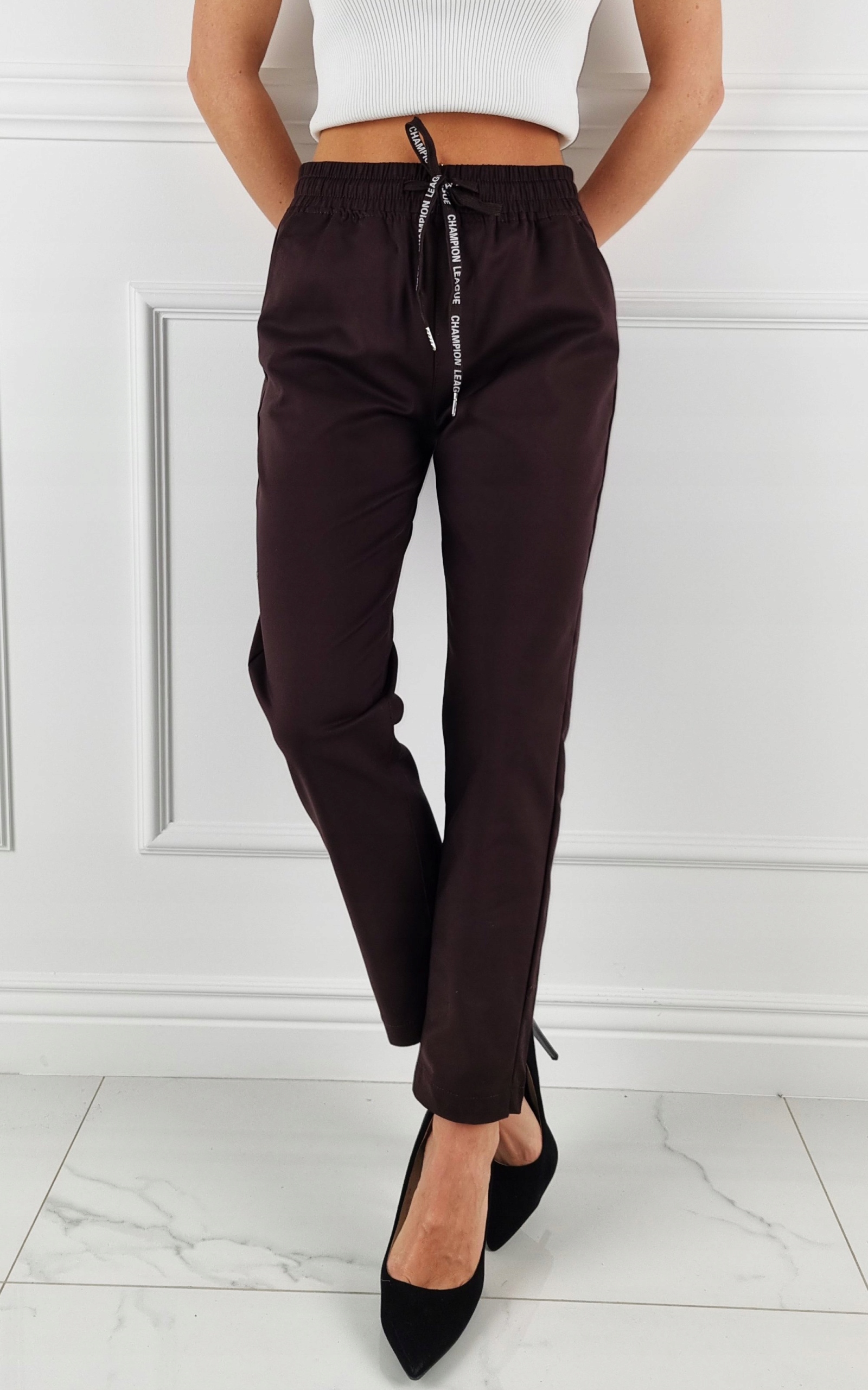 ELEGANCKIE DAMSKIE SPODNIE GUMKA 7/8 Plus-Size Rozmiar 44