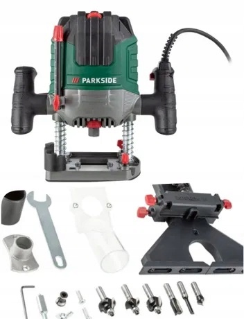 Frezarka górnowrzecionowa Parkside 1200 W + Frezy Prowadnica Seria POW 1200 D3