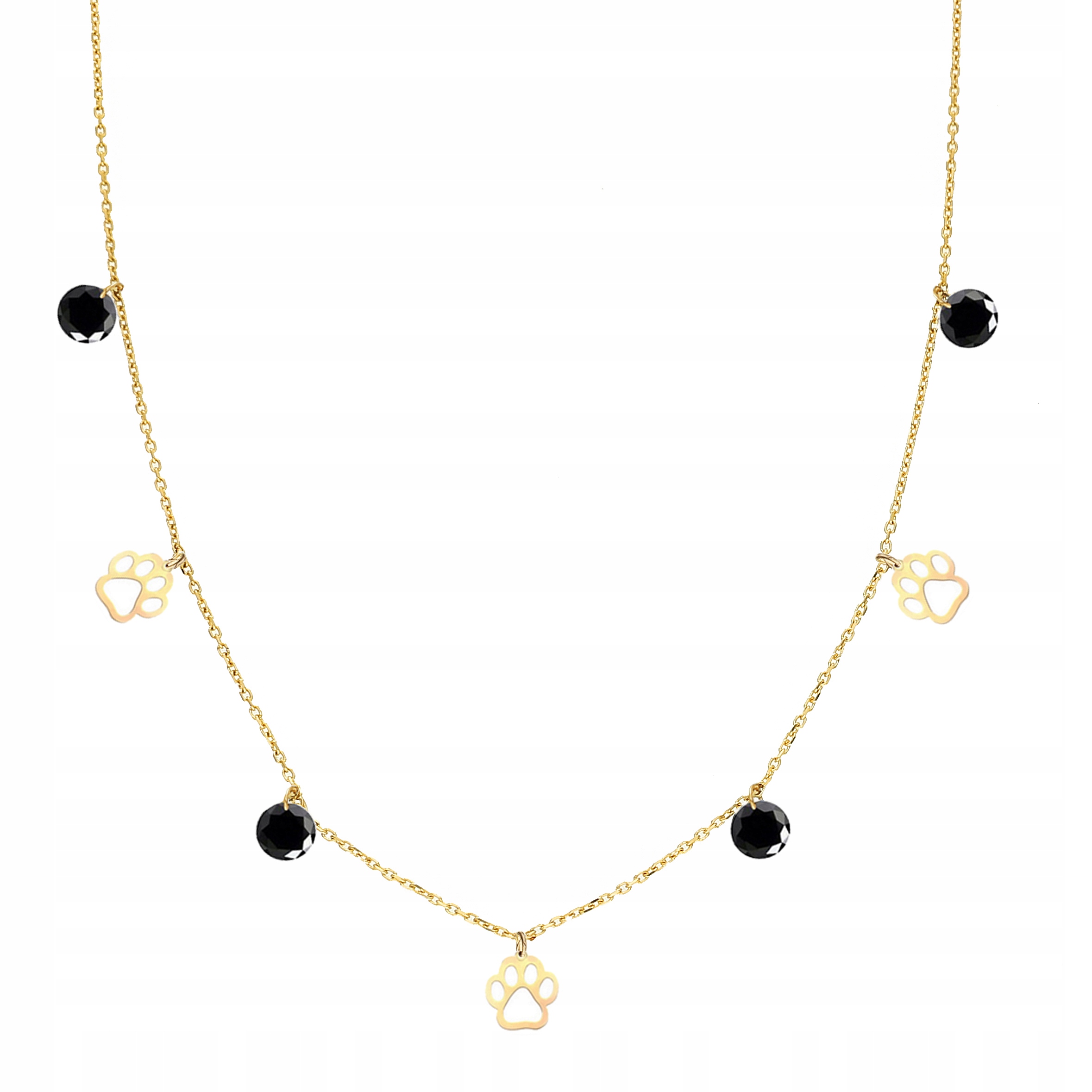 Zlatý Náhrdelník Tlapky Pejska Černé Zirkony PR.585 45 cm