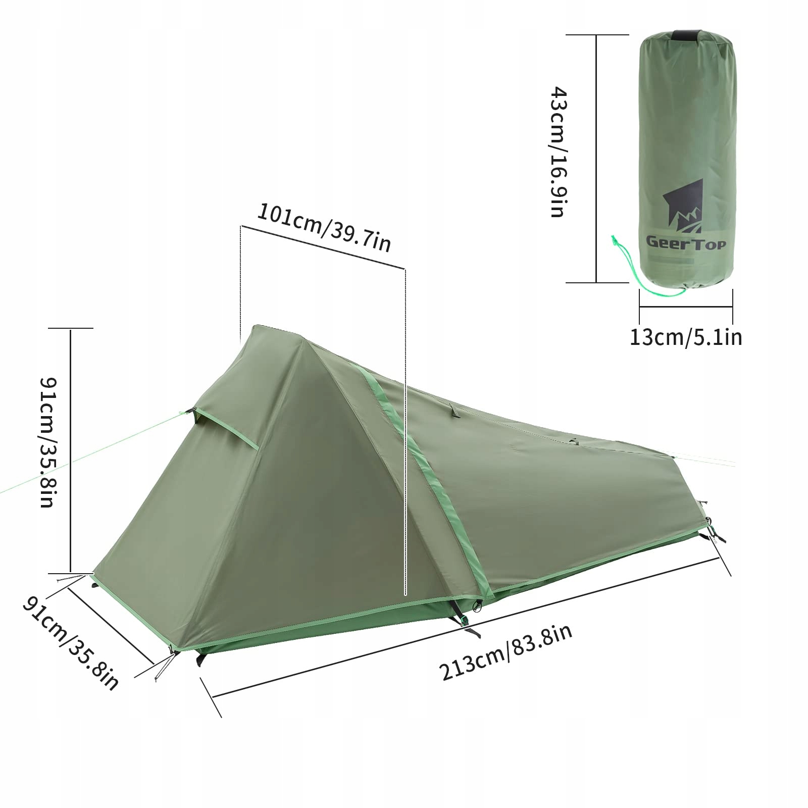GEERTOP Namiot Jednoosobowy Lekki Na Camping Trekking Wędrówki Klettern — miniatura 7