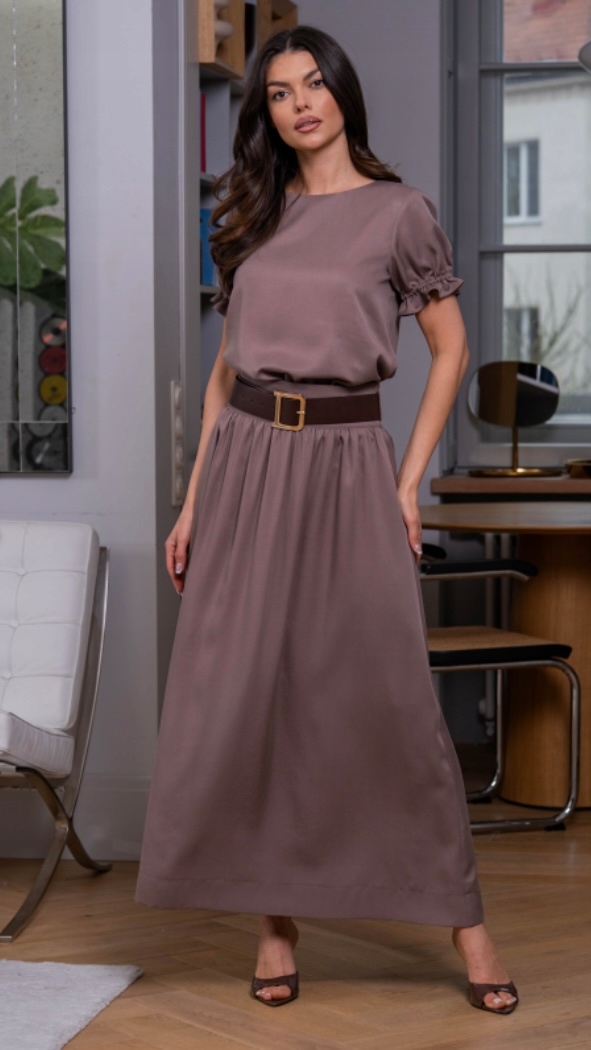 Komplet Hnědá Karamel Sukně Kalhotky Model 1102-1114 Lalous velikost S