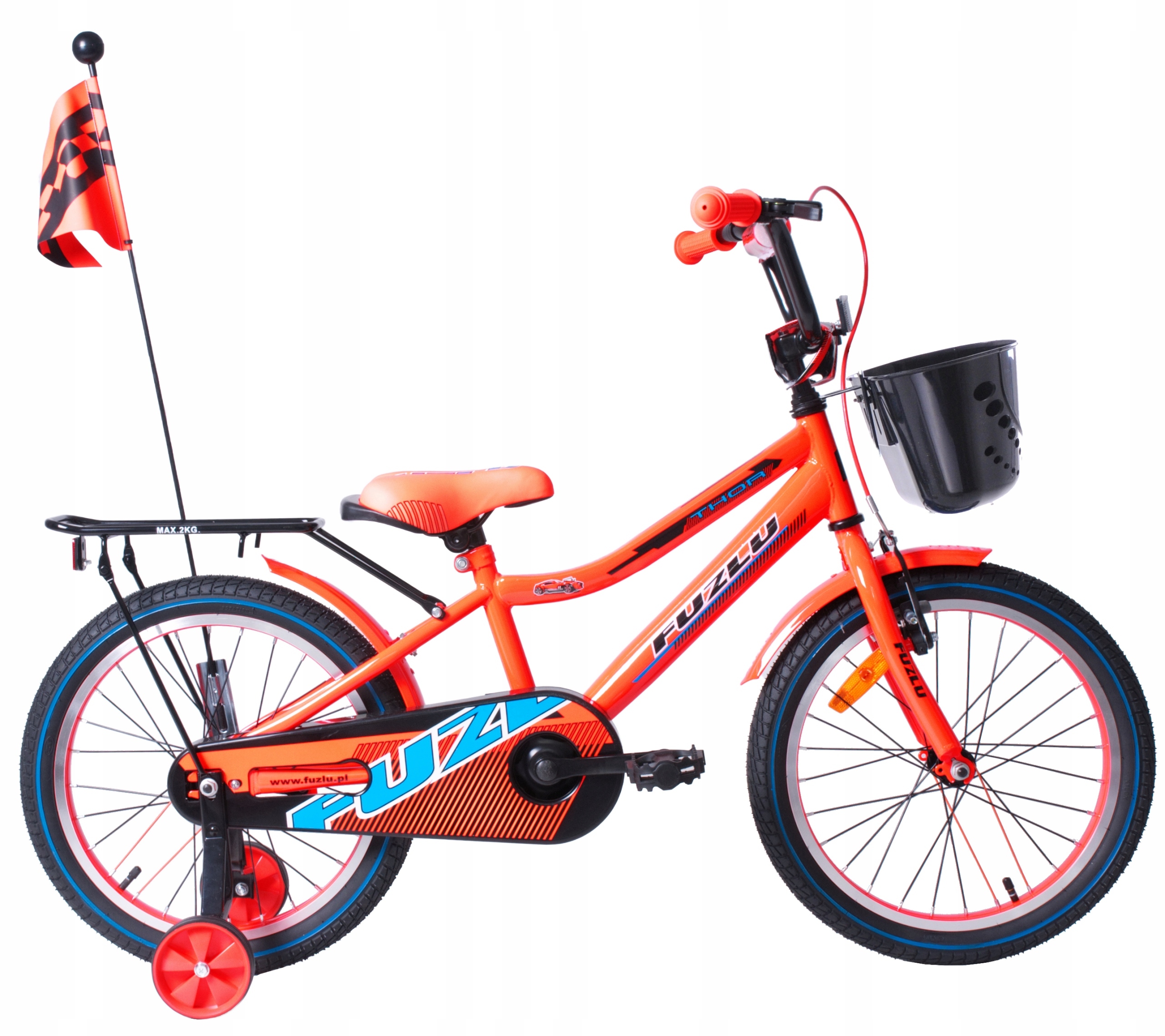 Rower Rowerek 18" Fuzlu Thor Bike Kółka Boczne Koszyk