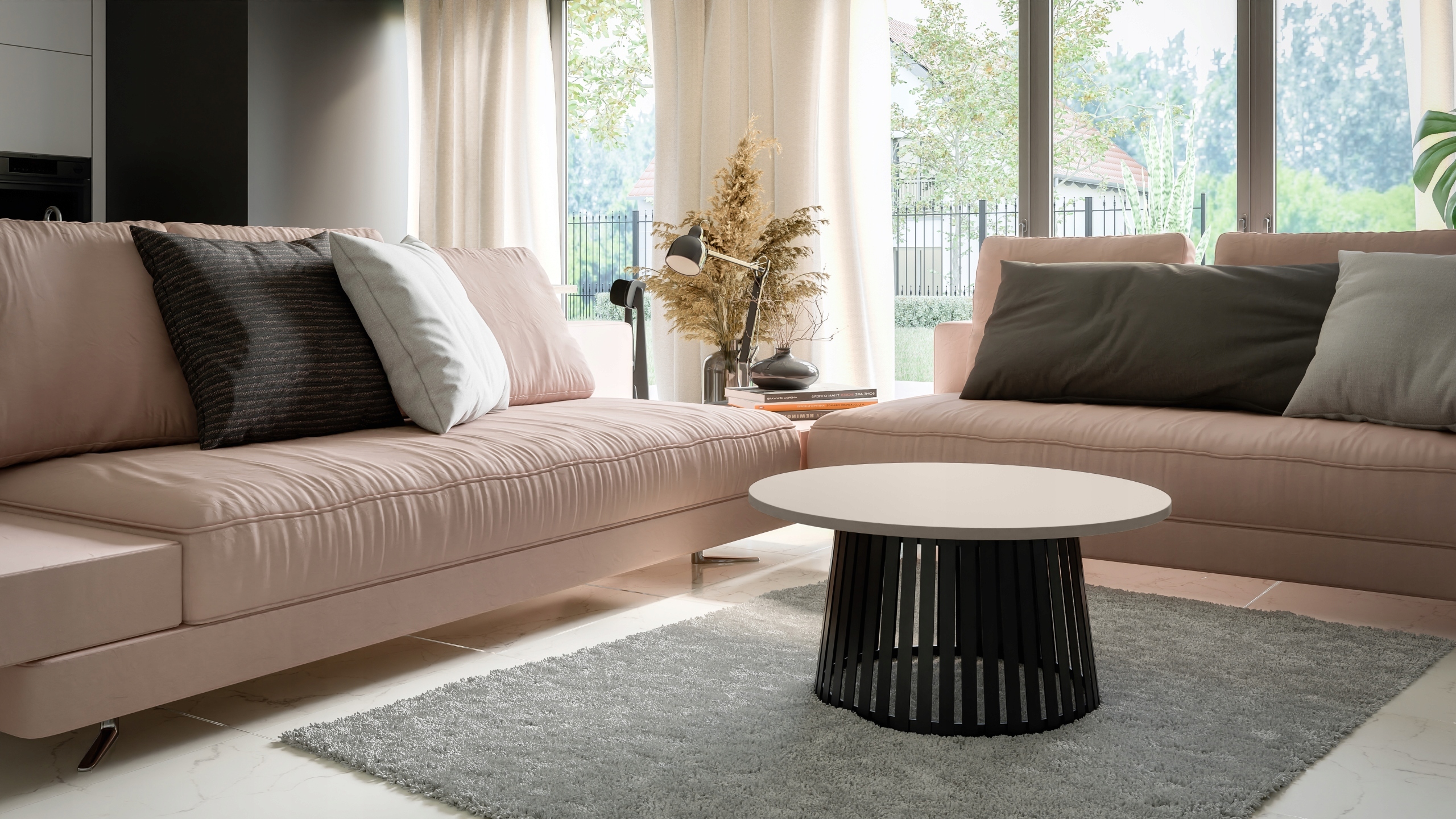 Kulatý stolek Kašmír, moderní stolek do obývacího pokoje. Industriální stolek 75