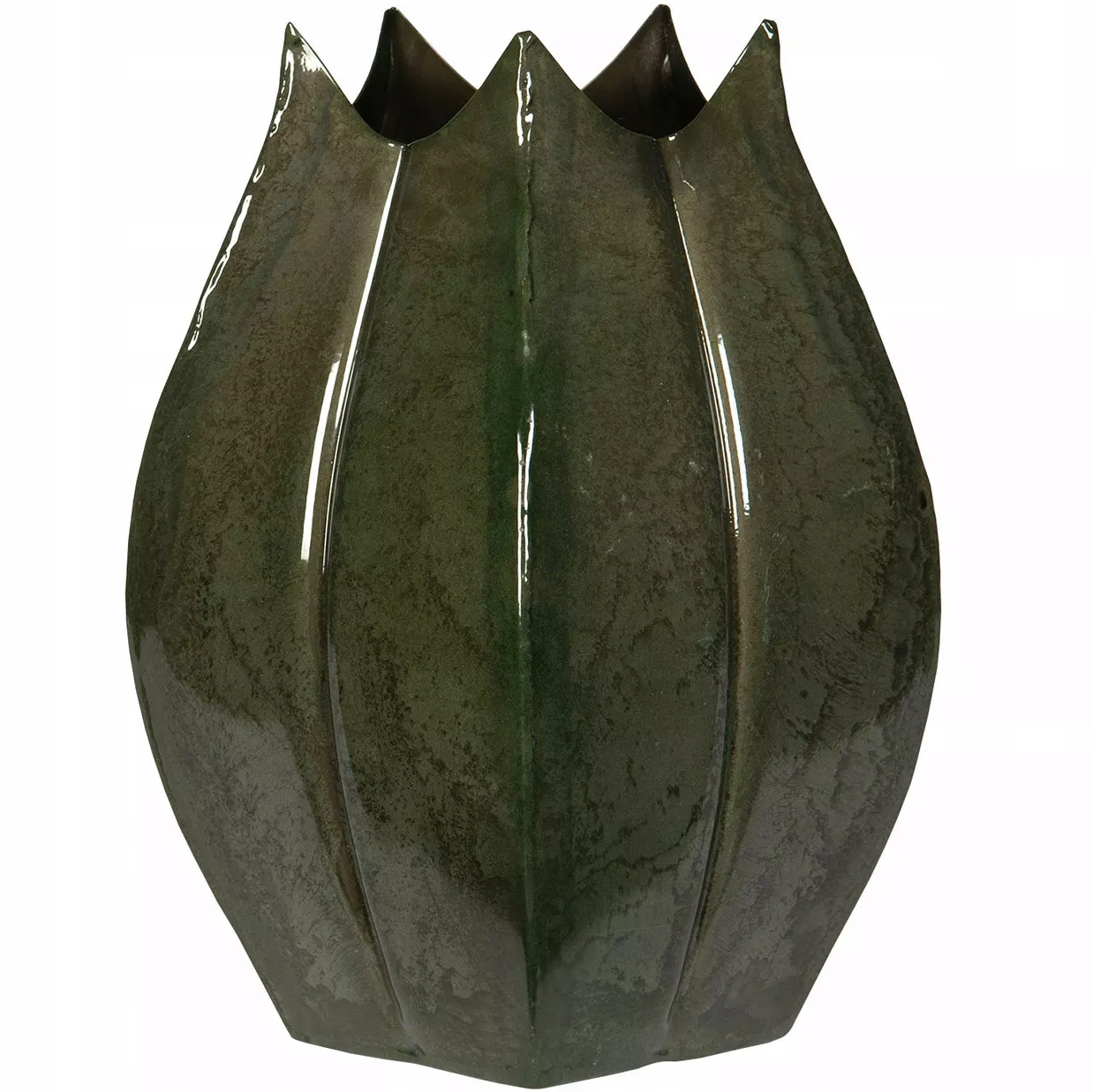 Váza Na Květiny Zelená 30 cm kovová, loftová, vysoká, velká, do obývacího pokoje, domu