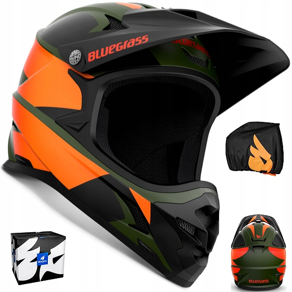 Helma Bluegrass Intox Full Face S 54-56 cm zelená oranžová matná