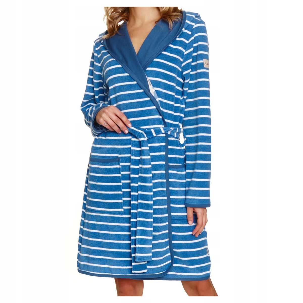 Doctornap Dámský velurový župan s rozepínáním na zip Sww 7225 modrý XL