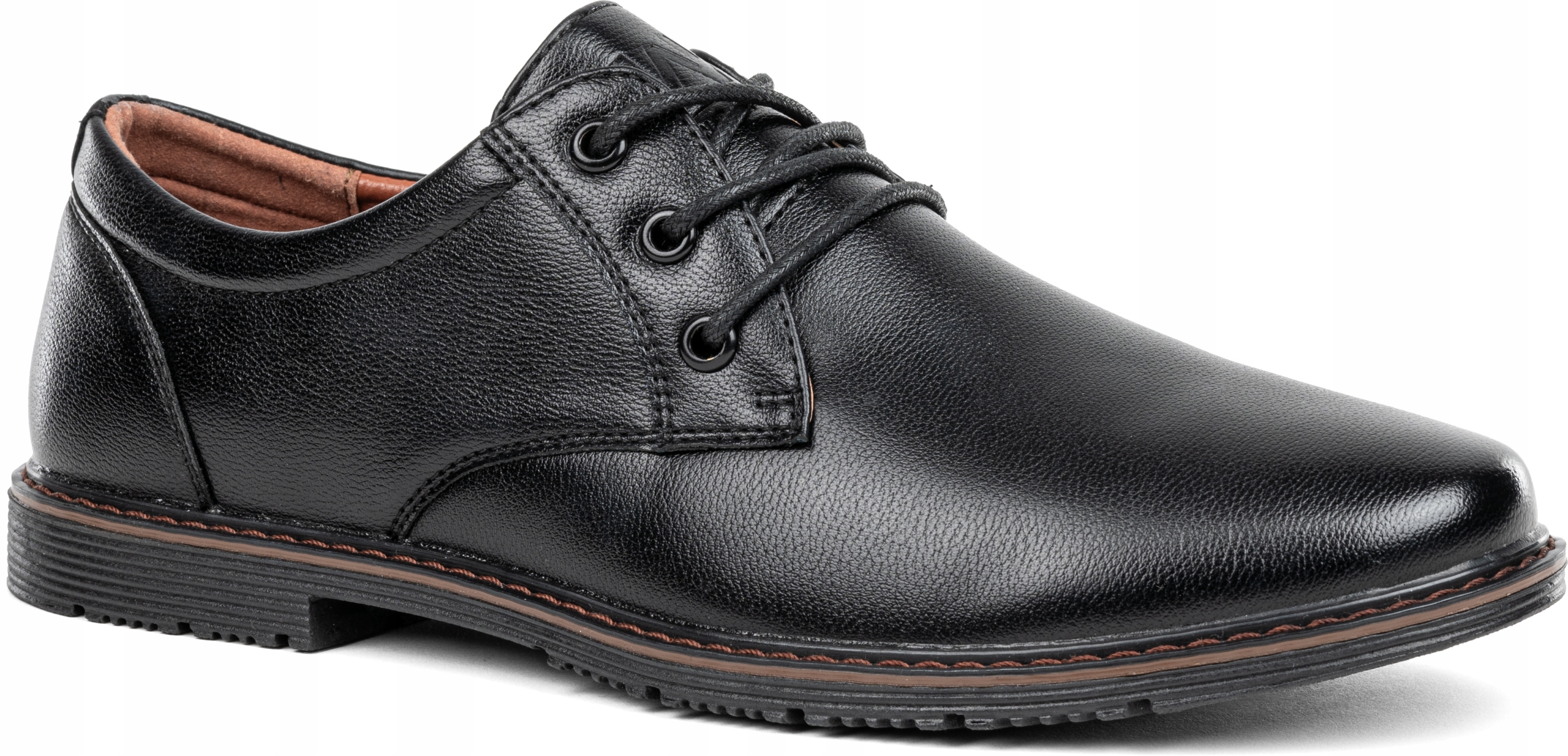 Polobotky elegantní pánské kožené, pohodlné, klasické, šněrovací Wojtyłko 40