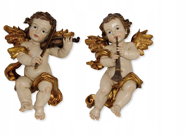 Figúrky Anjeli Putto s nástrojmi Zlaté 44 cm vysoké Krásne