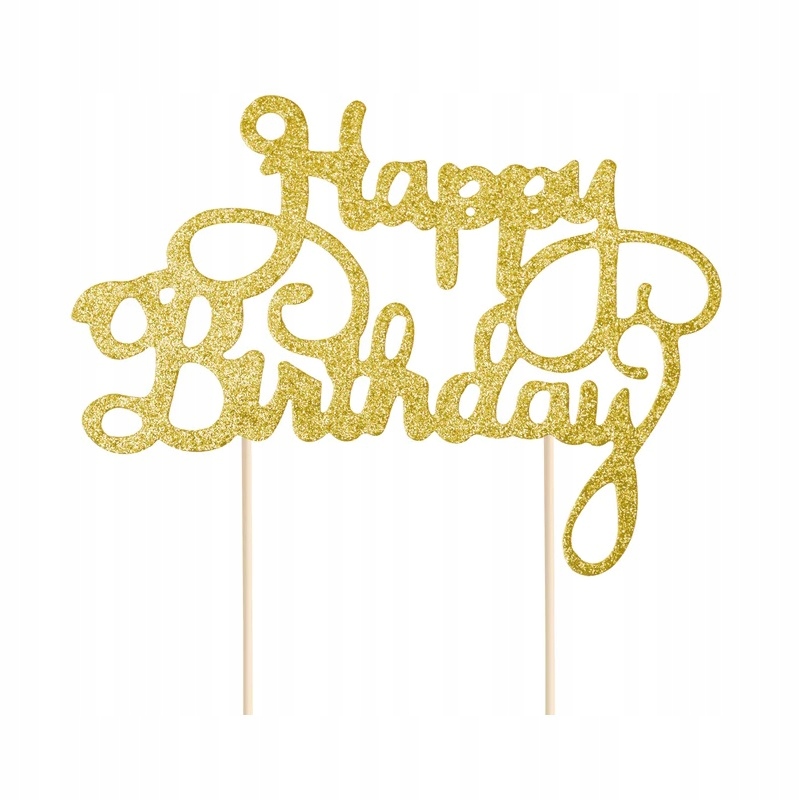 

Topper na tort Happy Birthday Złoty Pal