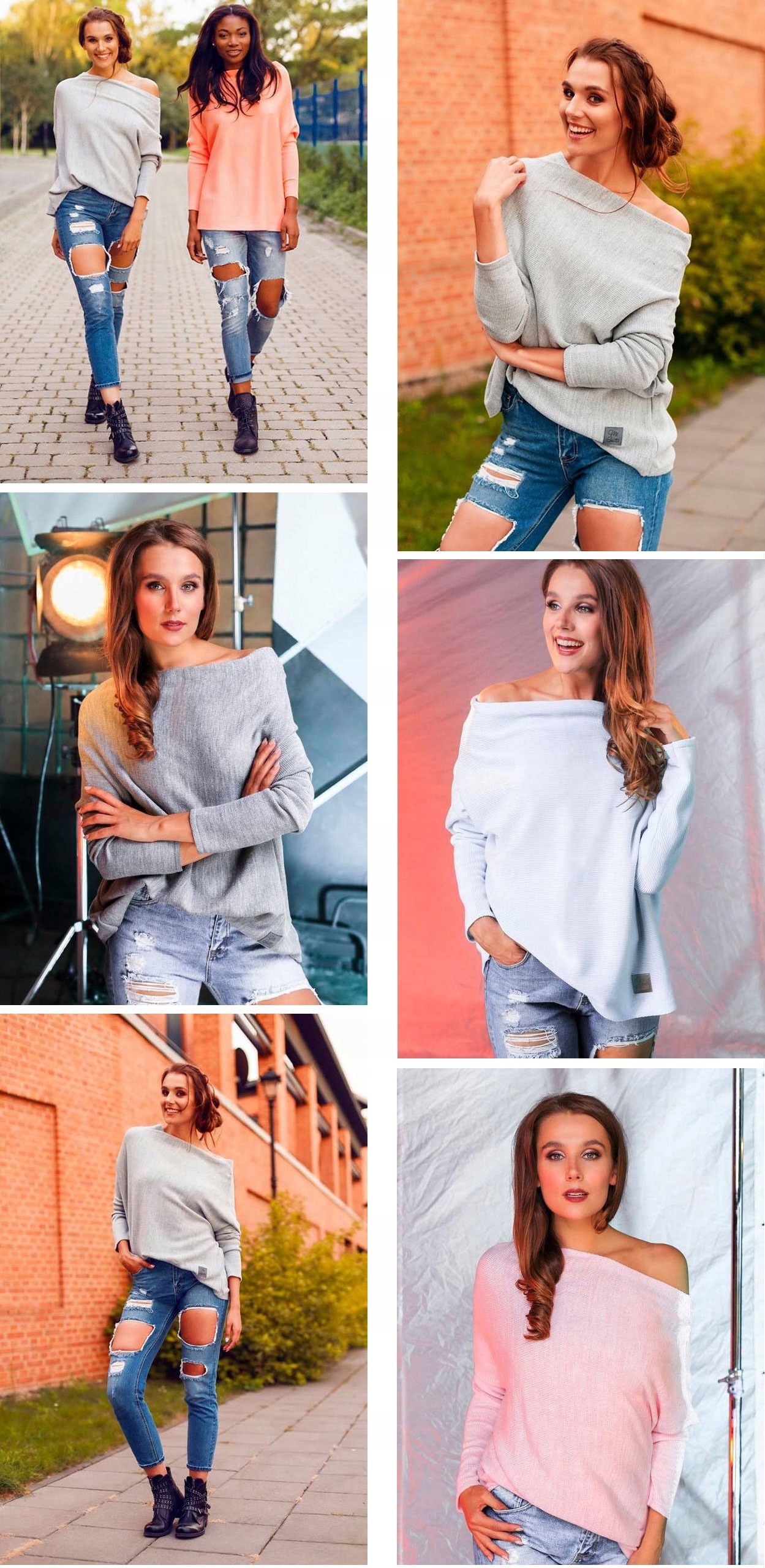 SWETEREK OVERSIZE TUNIKA SWETER WOOL ODKRYTE RAMIĘ Zapięcie brak