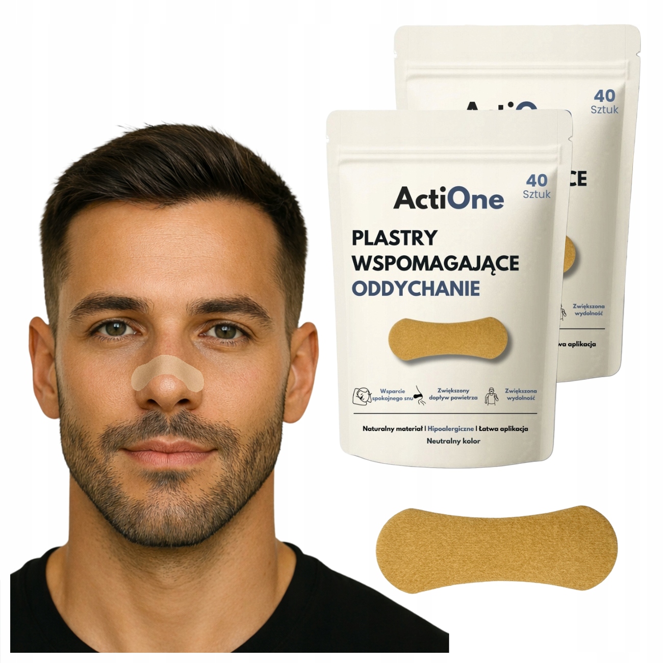 Actione Plastry Na Nos Oddychanie Chrapanie Sen Trening Premium 80 Sztuk