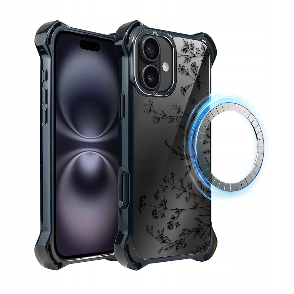 Pouzdro pro iPhone 16 Plus Ibizu DropGuard Ultra s MagSafe, dotek květin