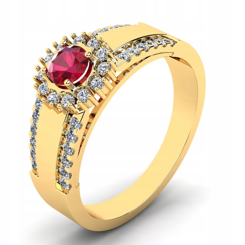 

Pierścionek Złoty Z Rubinem I Brylantami