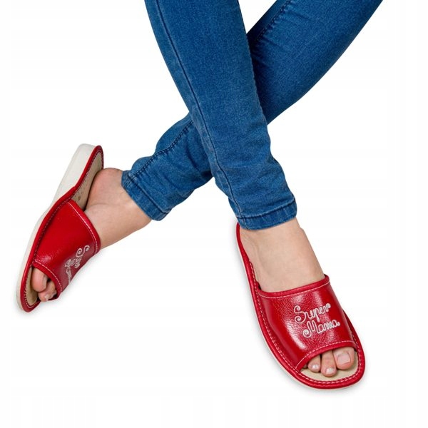 PREZENT! KLAPKI SUPER MAMA SKÓRA KAPCIE DLA MAMY !