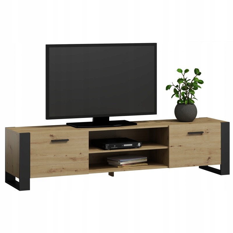Rtv skrinka Alba 150 dub artisan/čierna do obývacej izby, skrinka pod Tv Mk