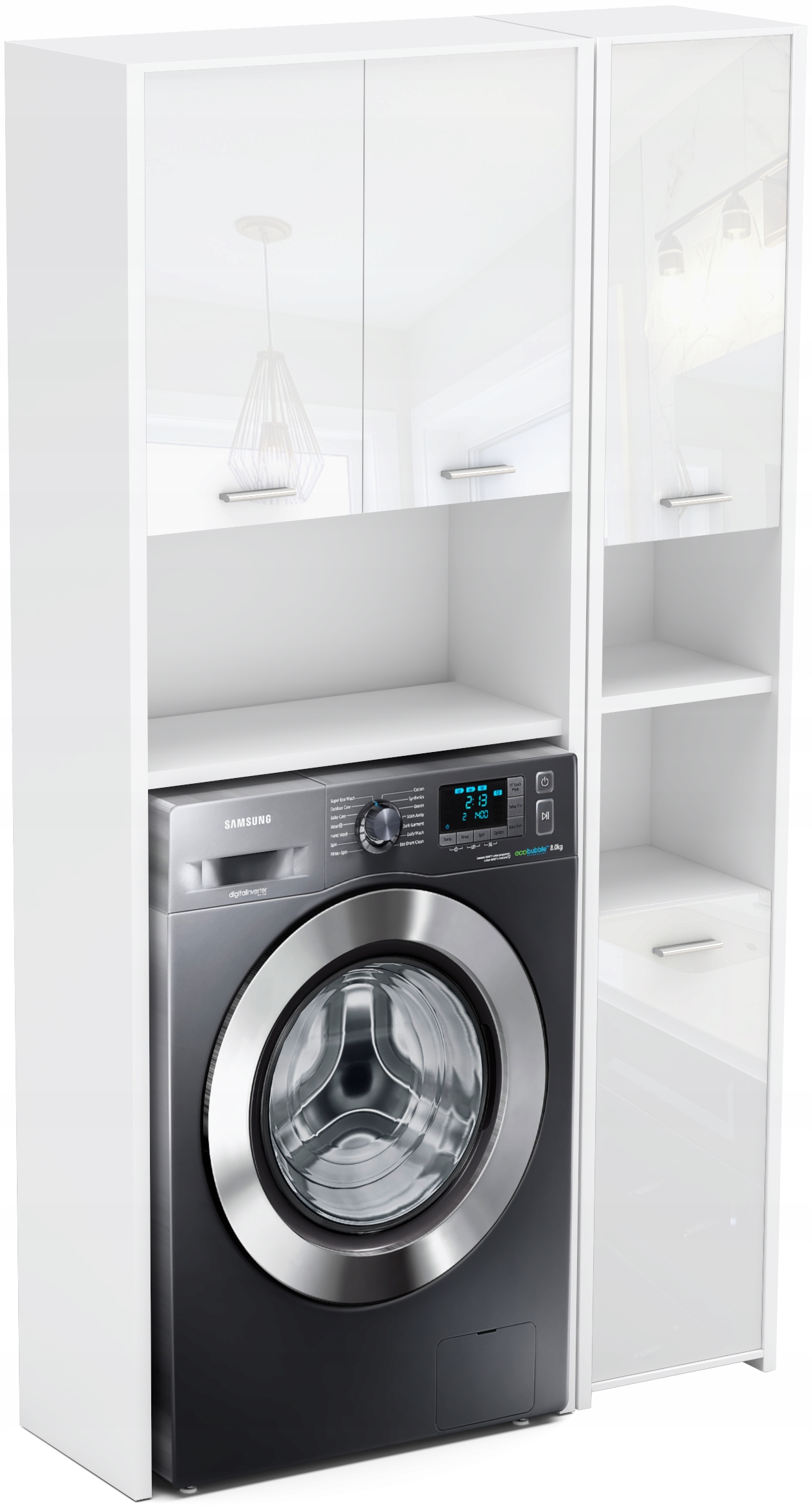 SZAFKA NAD PRALKĘ BIAŁA POŁYSK | SZAFKA ŁAZIENKOWA SŁUPEK MEBLE ŁAZIENKOWE