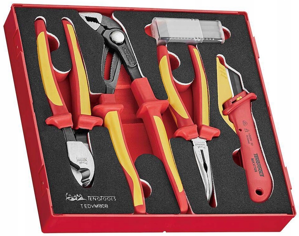 TENGTOOLS ZESTAW SZCZYPIEC 3 SZT BOCZNE, NASTAWNE, DO KABLI + NOŻYK 1000V