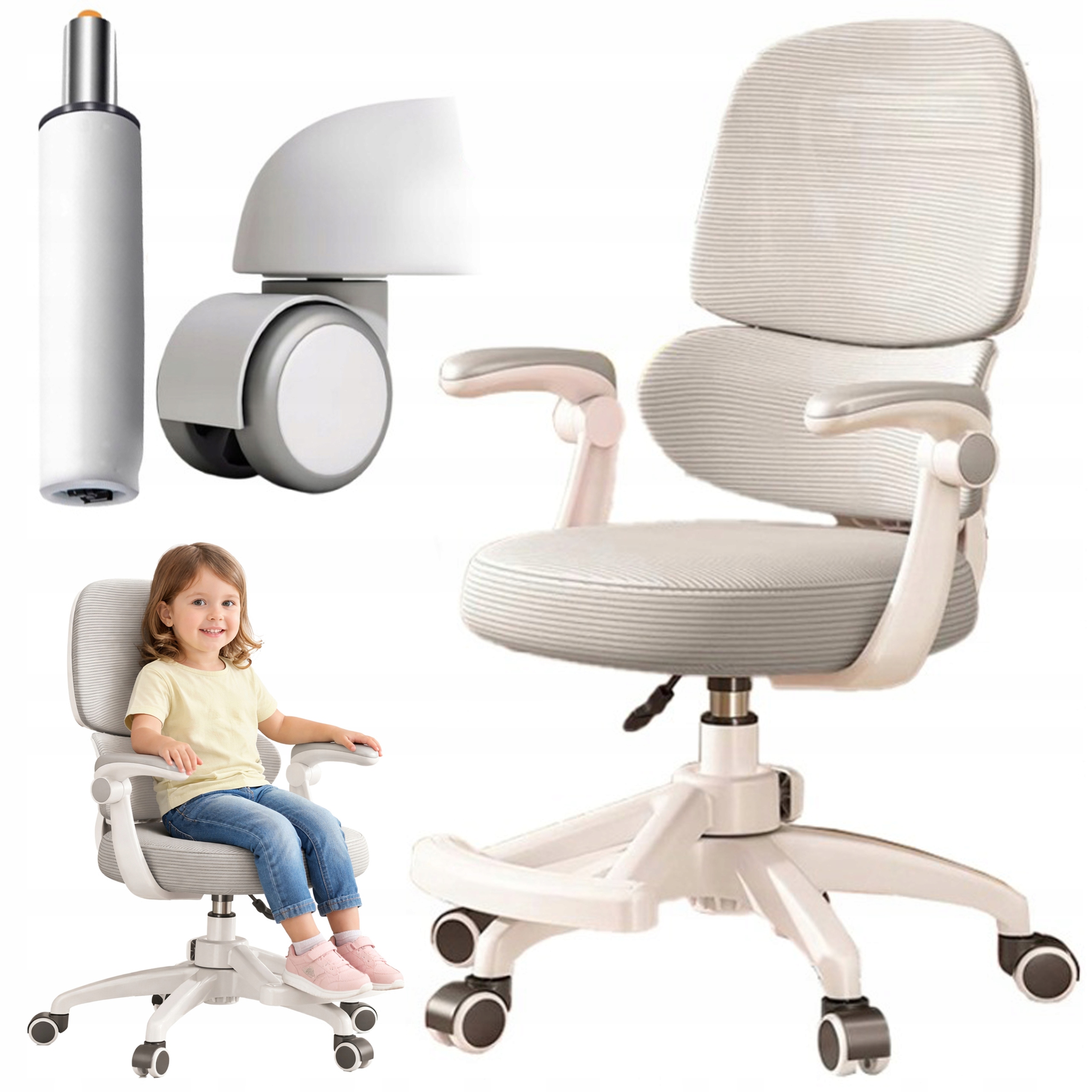 Fotel Obrotowy Biurowy Krzeslo Biurowe Dla Dziecka z Podnozkiem Szare