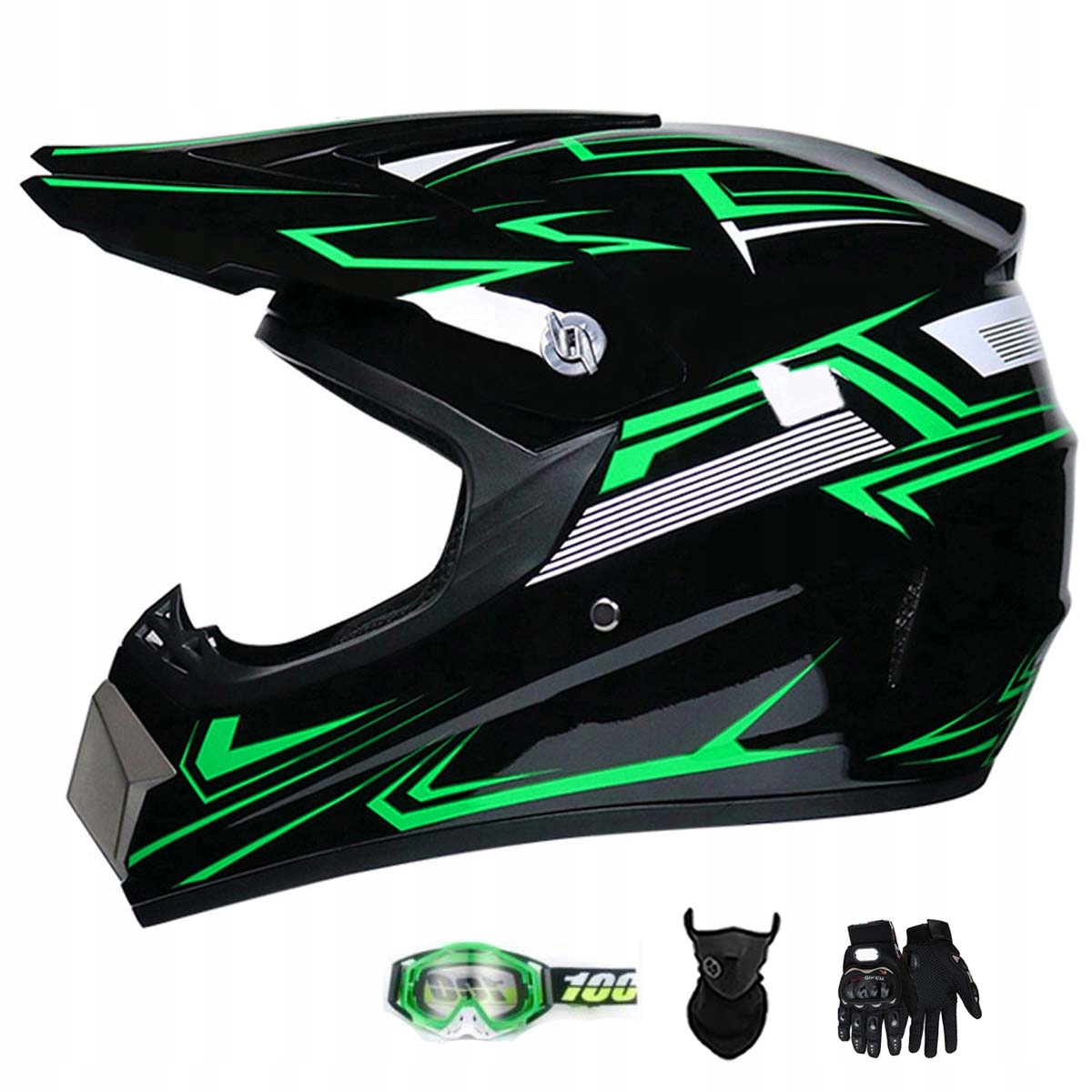 Motocyklová Přilba Lehká Enduro Quada Brýle Rukavice Maska S