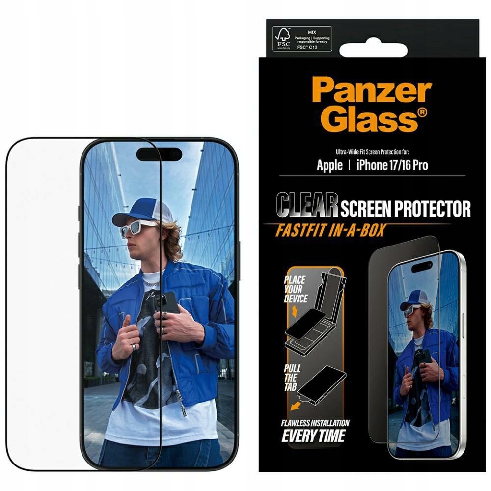 Szkło hartowane PanzerGlass Ultra-Wide Fit Fastfit do iPhone 17 16 Pro