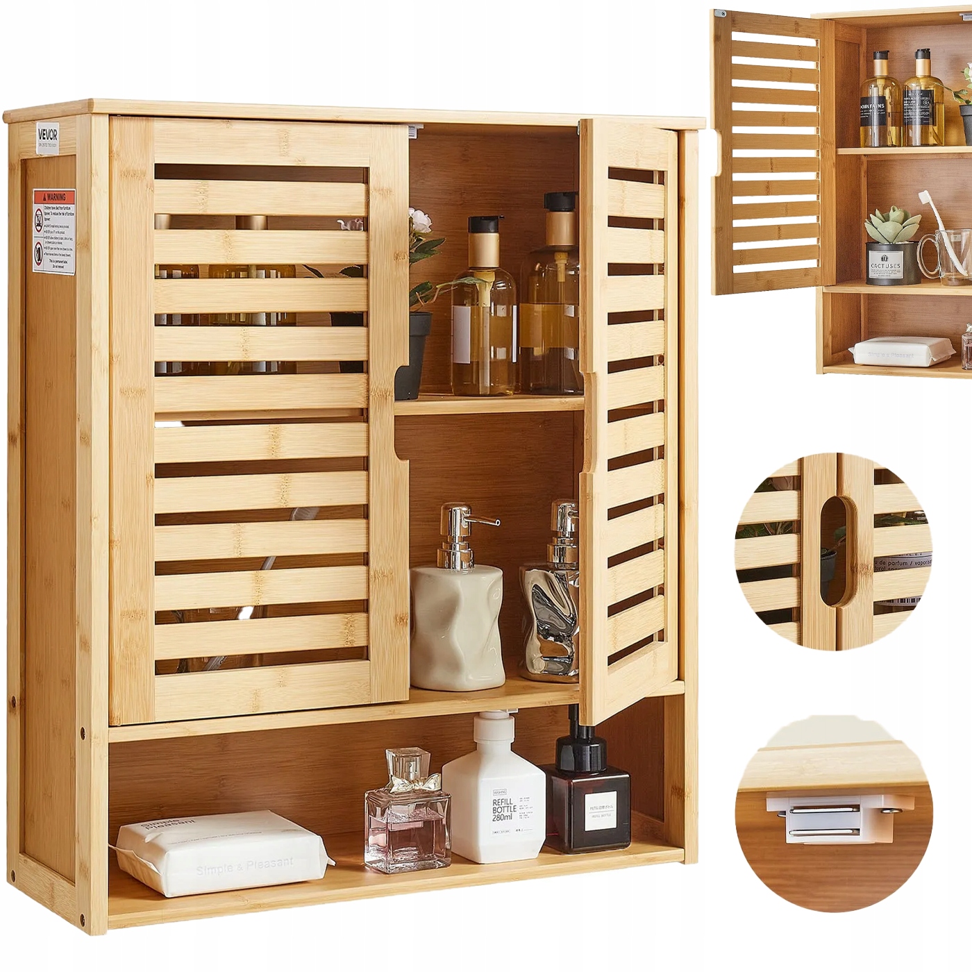 Nástěnná koupelnová skříňka nad toaletu, bílá, regál, police, organizér