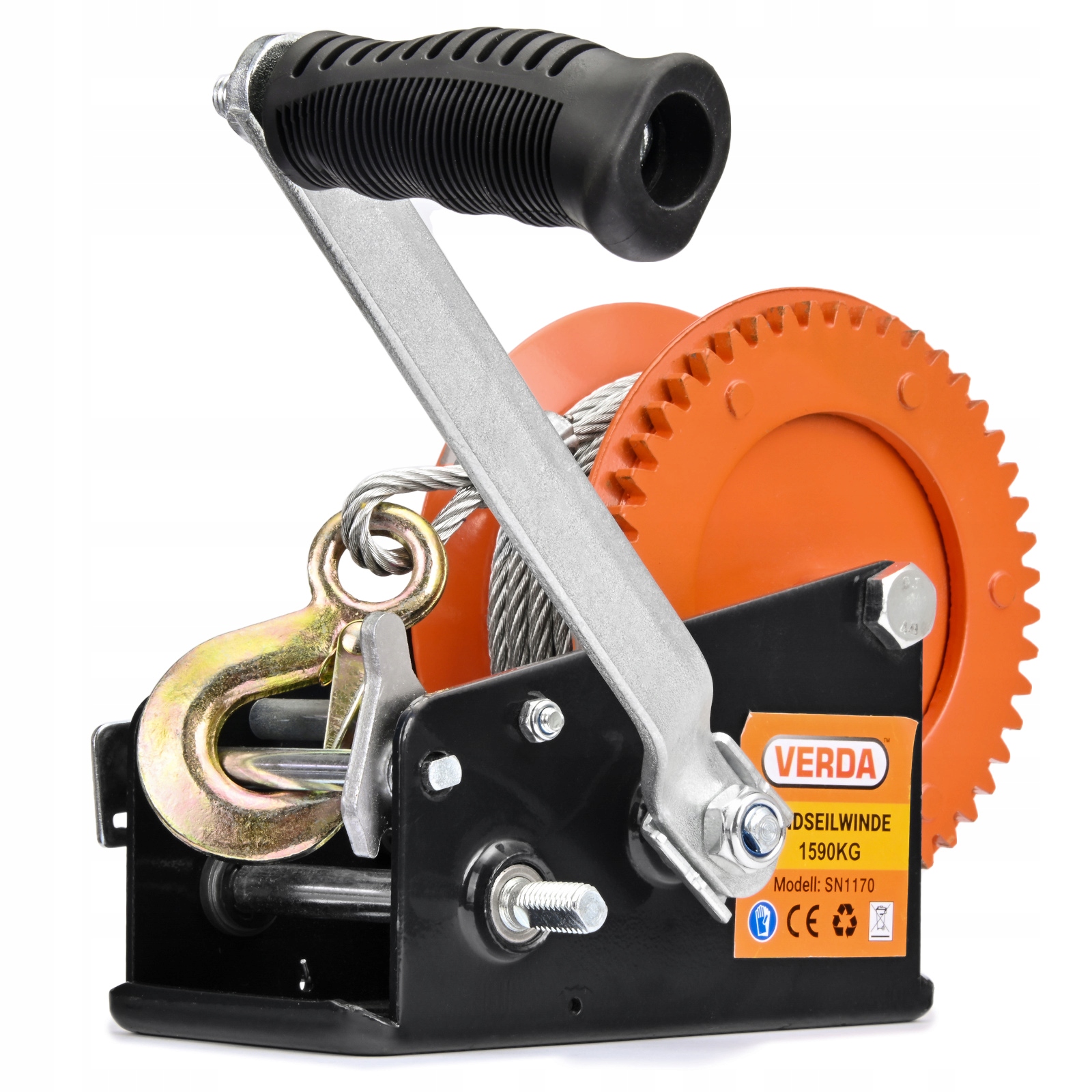 WYCIĄGARKA LINOWA KORBOWA WCIĄGARKA RĘCZNA NA KORBĘ 1588 kg + POKROWIEC Kod producenta SN1170