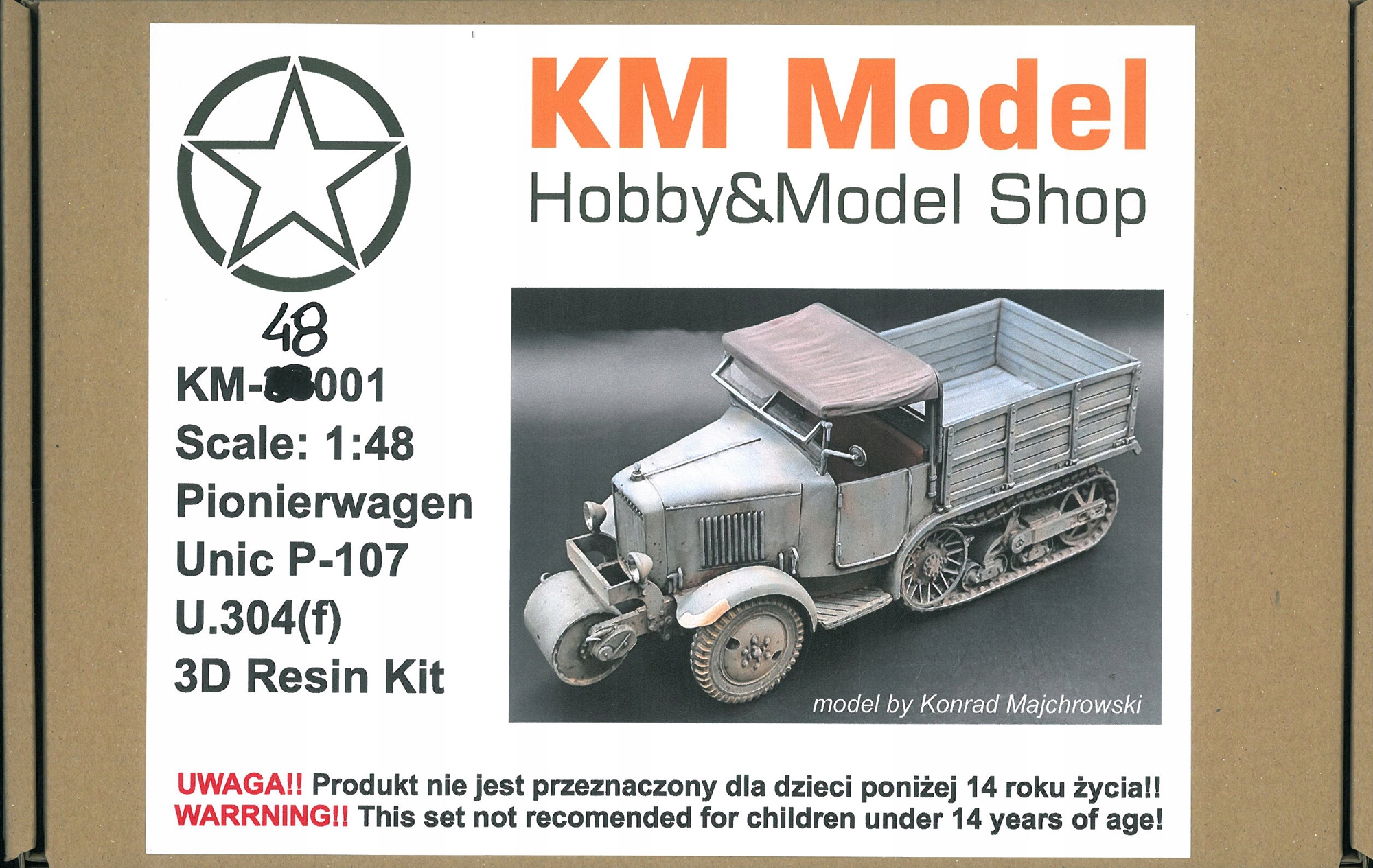 Km Model 48001 Pionierwagen Unic P-107 U.304(f) měřítko 1/48